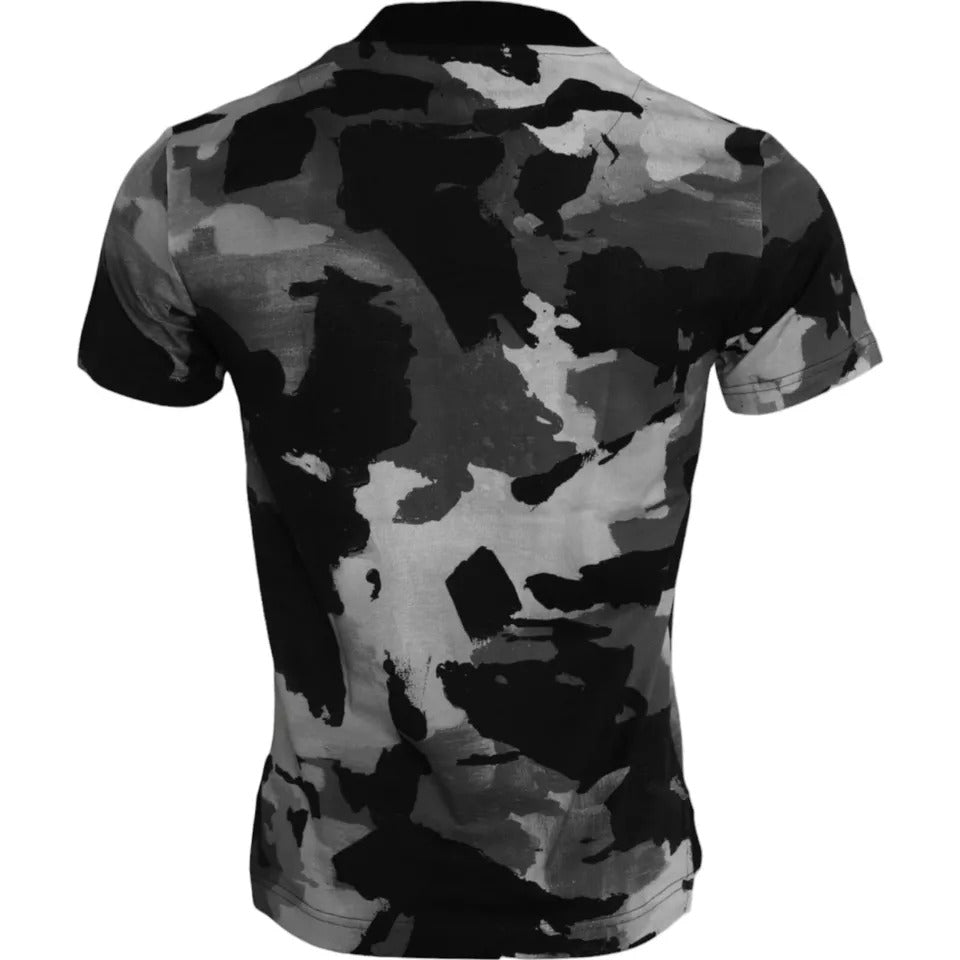 Camiseta de algodón con cuello redondo y estampado de camuflaje multicolor de Dolce &amp; Gabbana