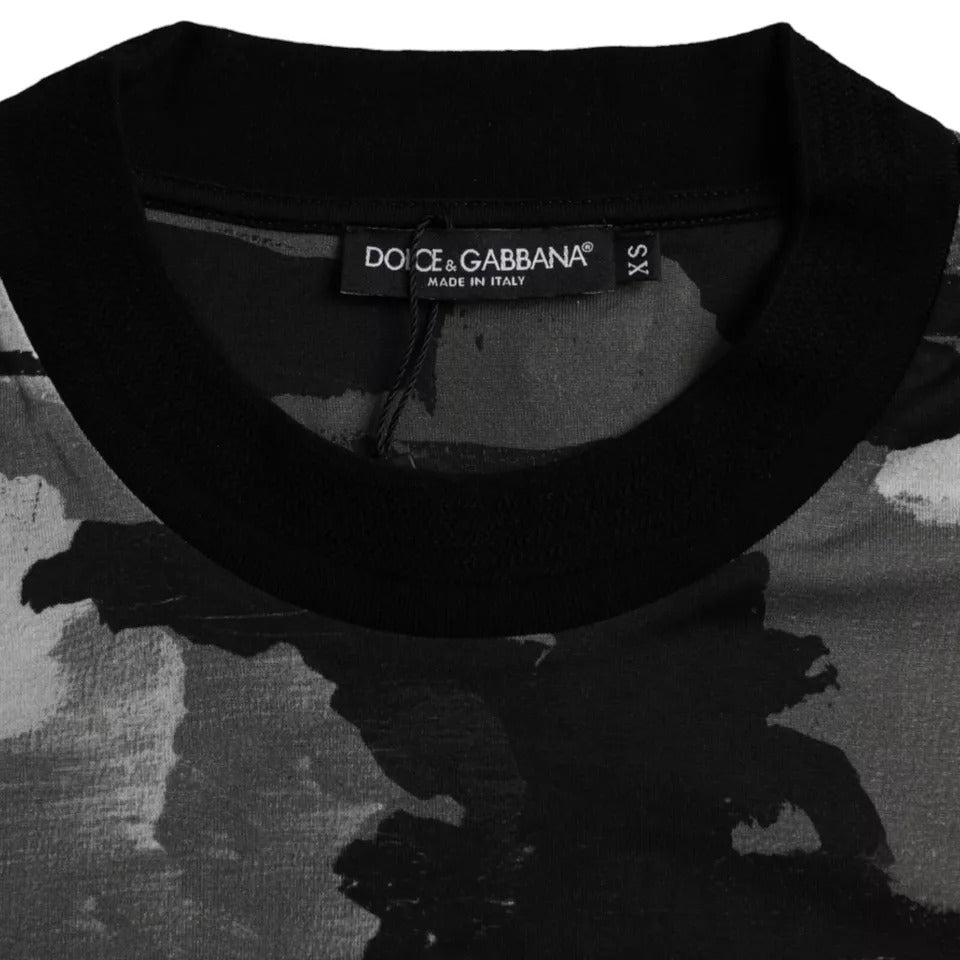 Camiseta de algodón con cuello redondo y estampado de camuflaje multicolor de Dolce &amp; Gabbana