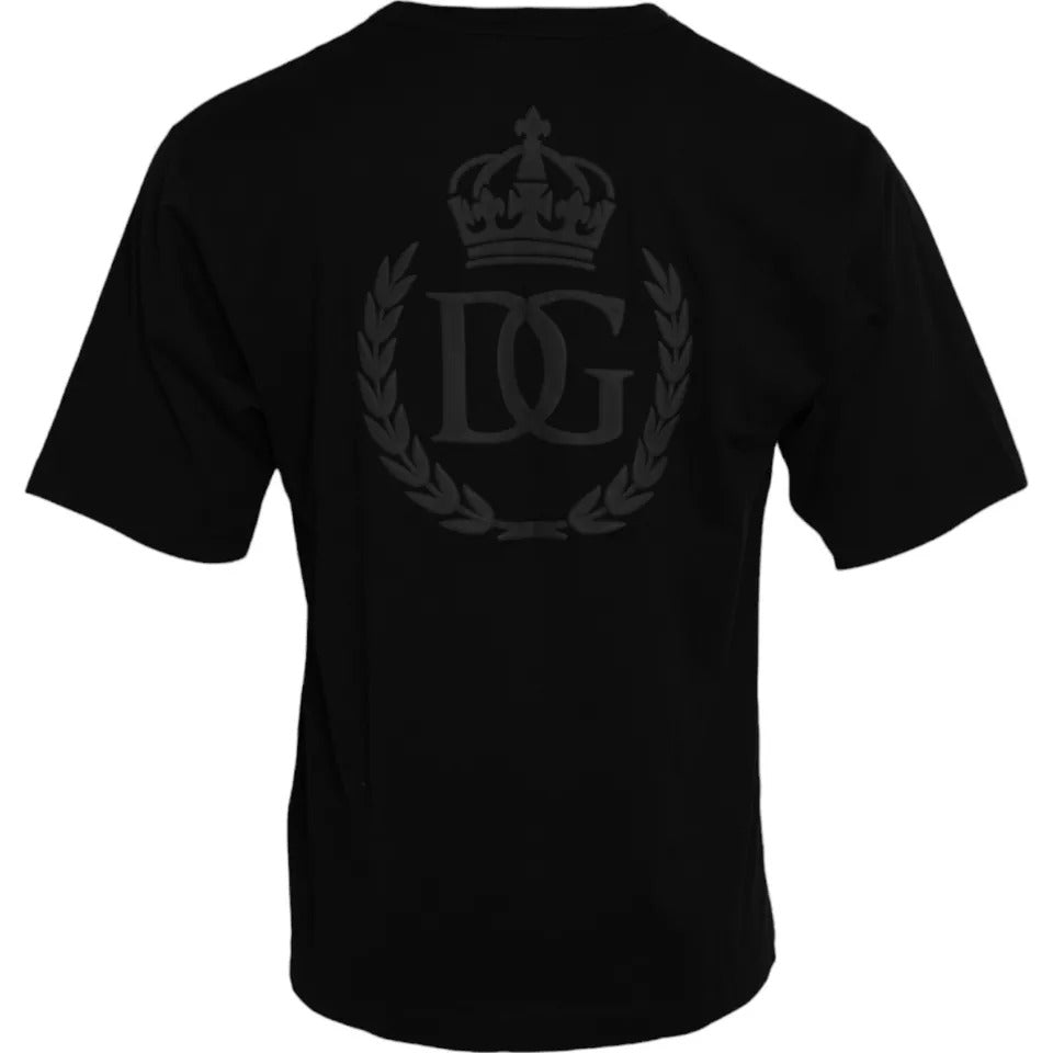 Camiseta de algodón con cuello redondo y logo en relieve negro de Dolce &amp; Gabbana