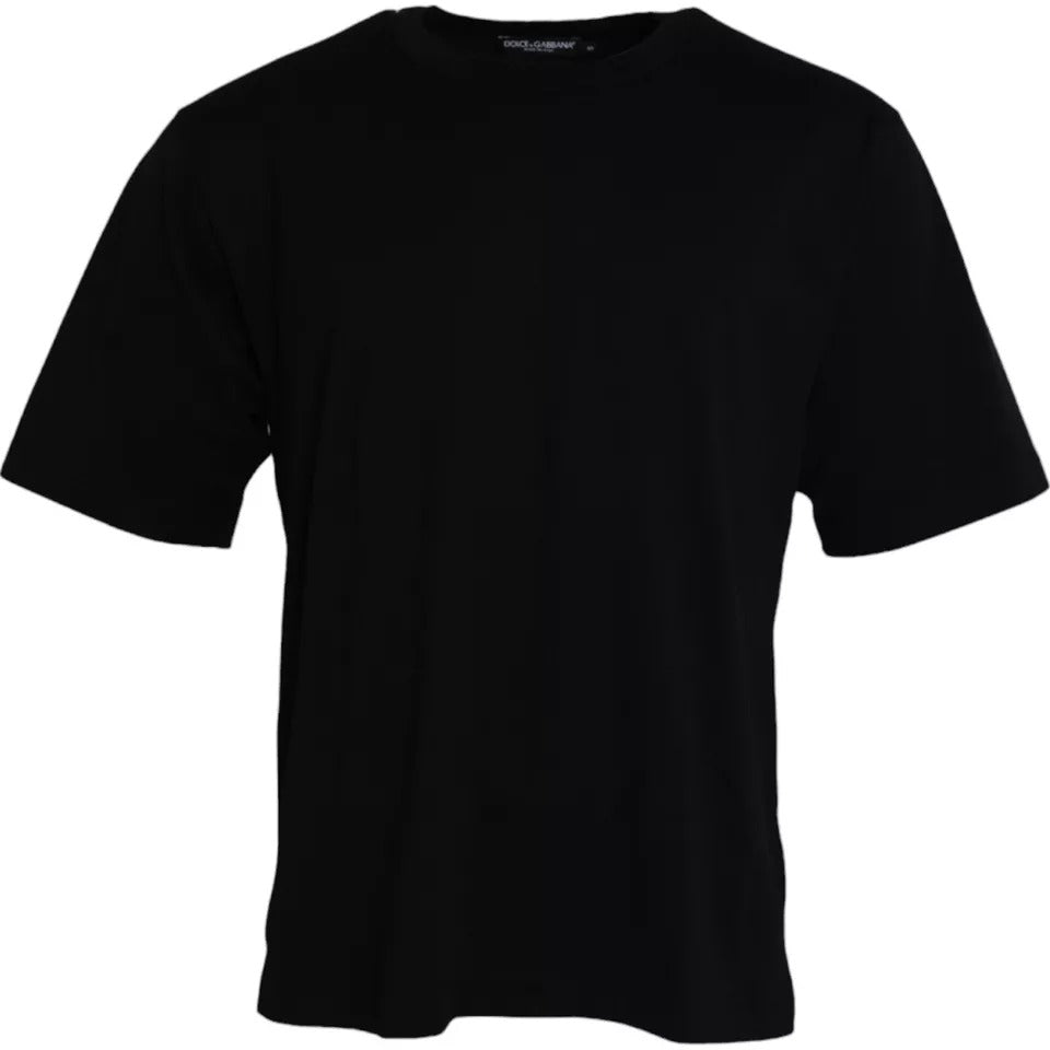 Camiseta de algodón con cuello redondo y logo en relieve negro de Dolce &amp; Gabbana