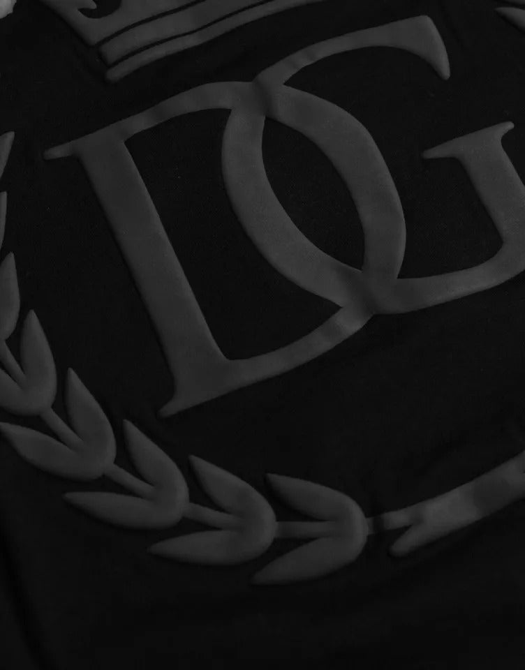 Camiseta de algodón con cuello redondo y logo en relieve negro de Dolce &amp; Gabbana