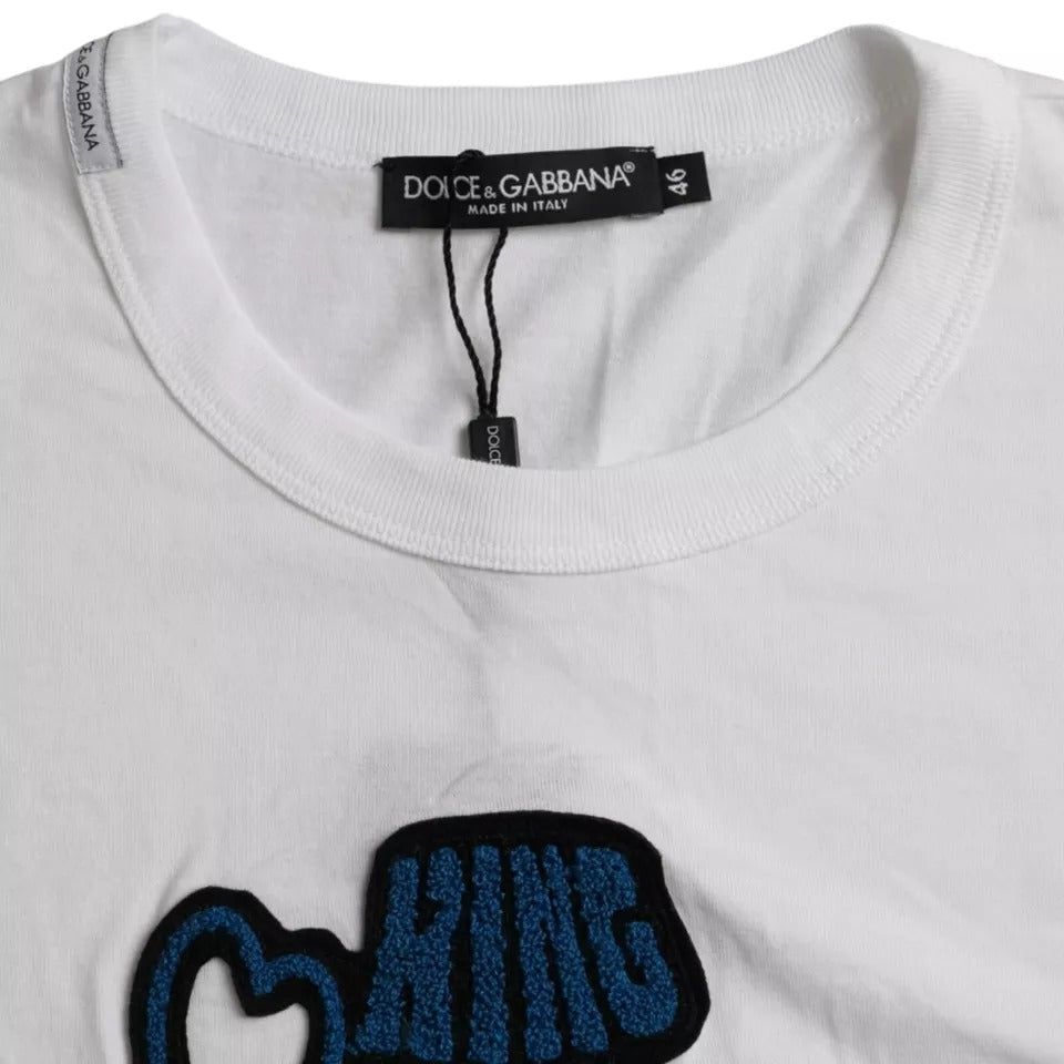 Camiseta blanca de manga corta y cuello redondo King Of Love de Dolce &amp; Gabbana