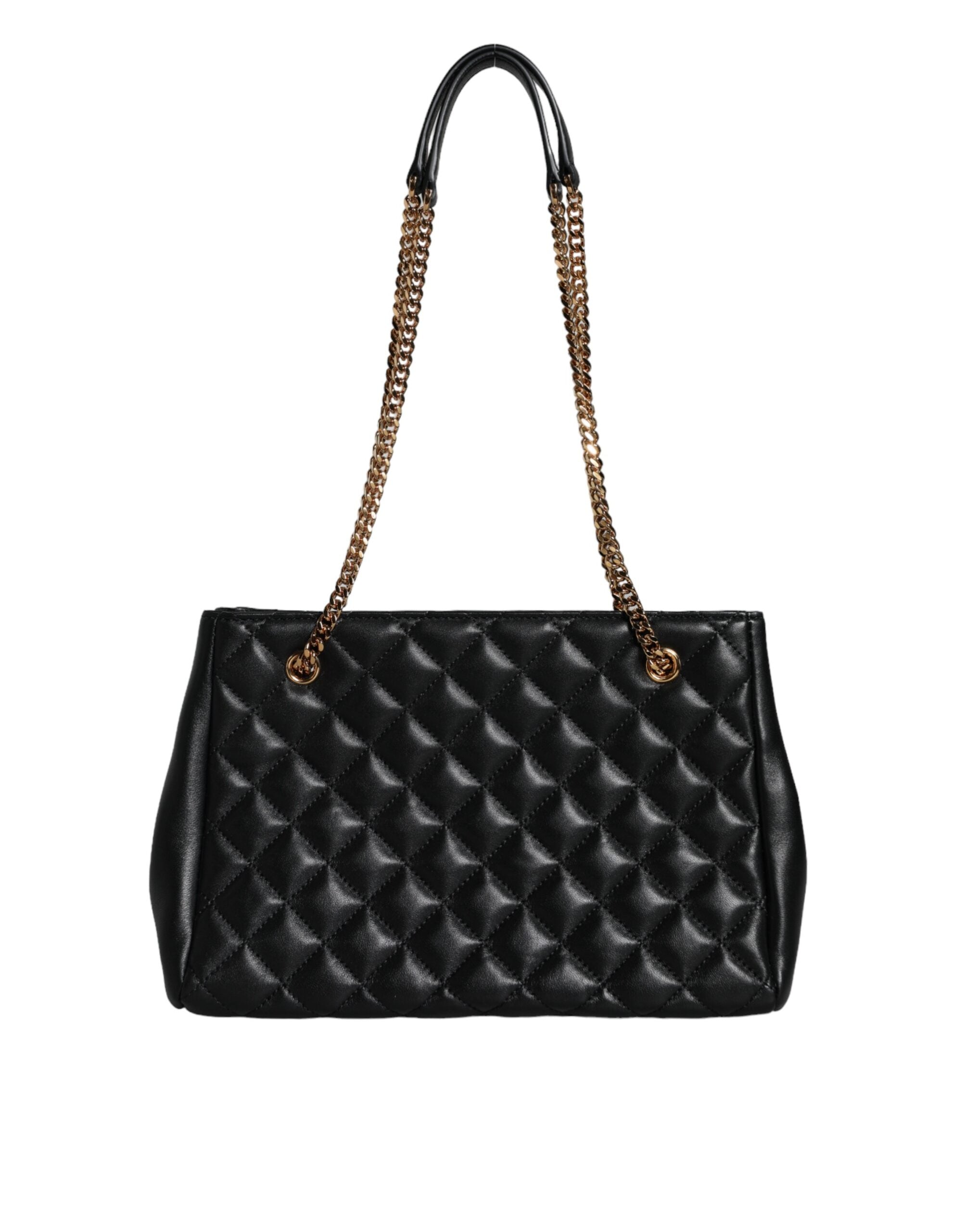 Bolso Versace con correa de cadena para el hombro de piel de napa acolchada negra