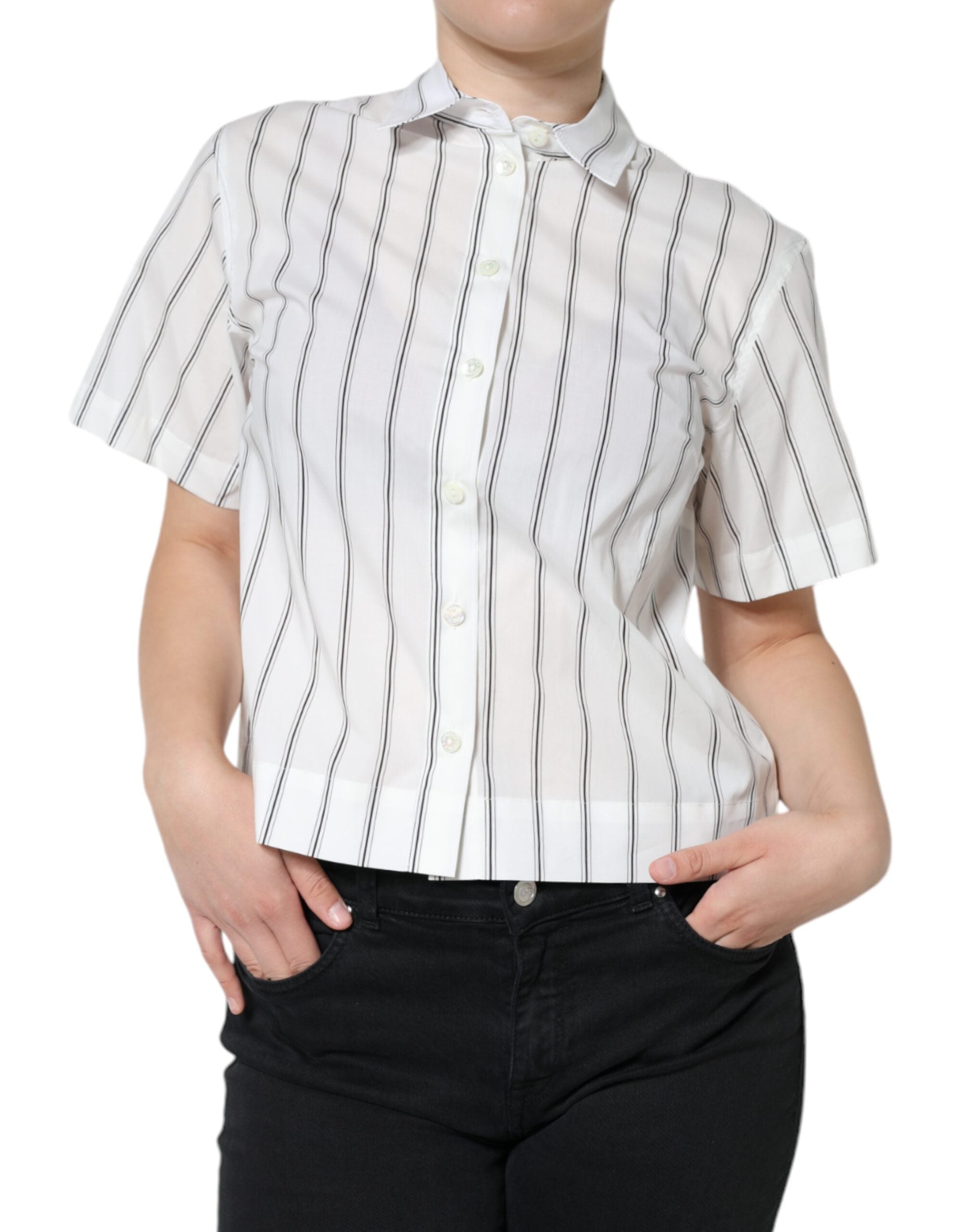 Polo de manga corta con cuello y rayas blancas de Dolce &amp; Gabbana
