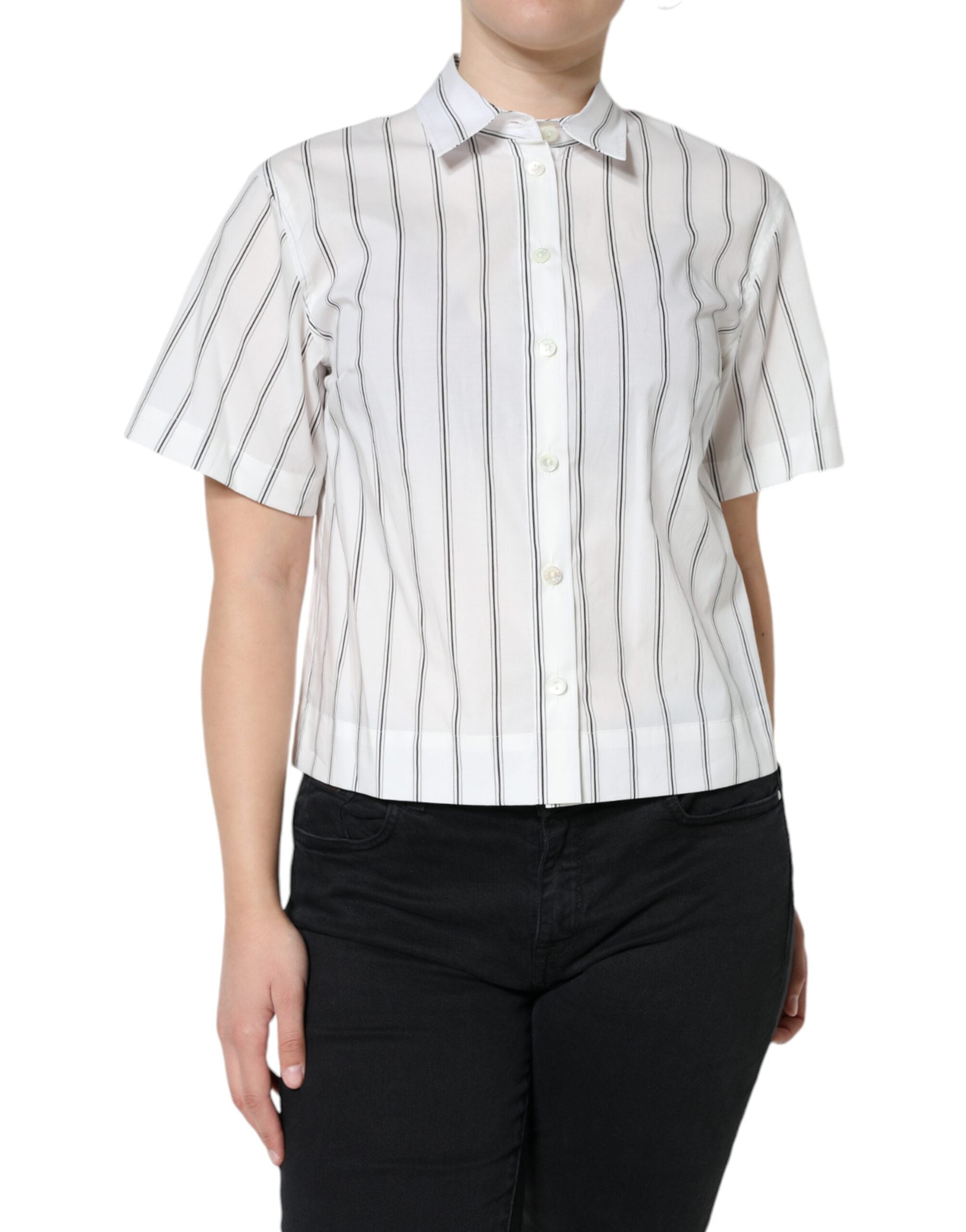 Polo de manga corta con cuello y rayas blancas de Dolce &amp; Gabbana