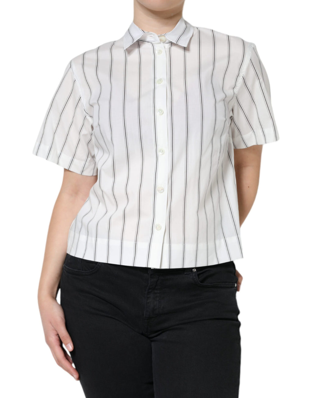 Polo de manga corta con cuello y rayas blancas de Dolce &amp; Gabbana
