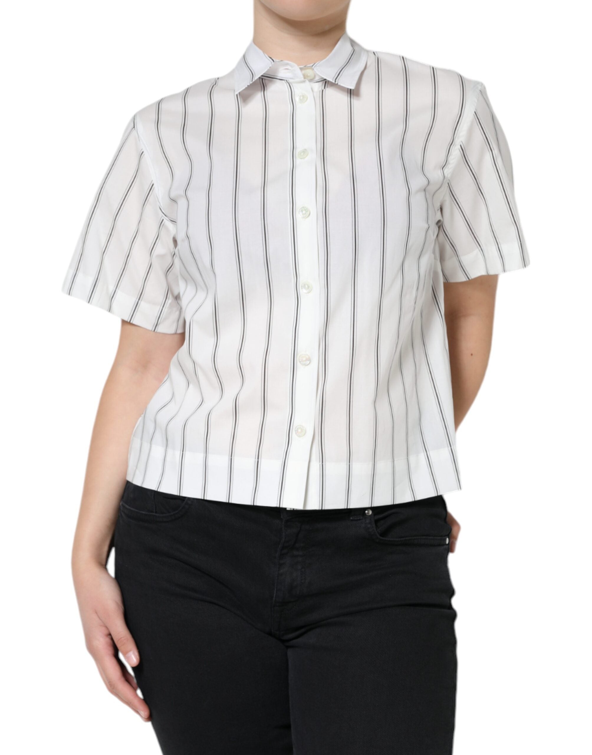 Polo de manga corta con cuello y rayas blancas de Dolce &amp; Gabbana