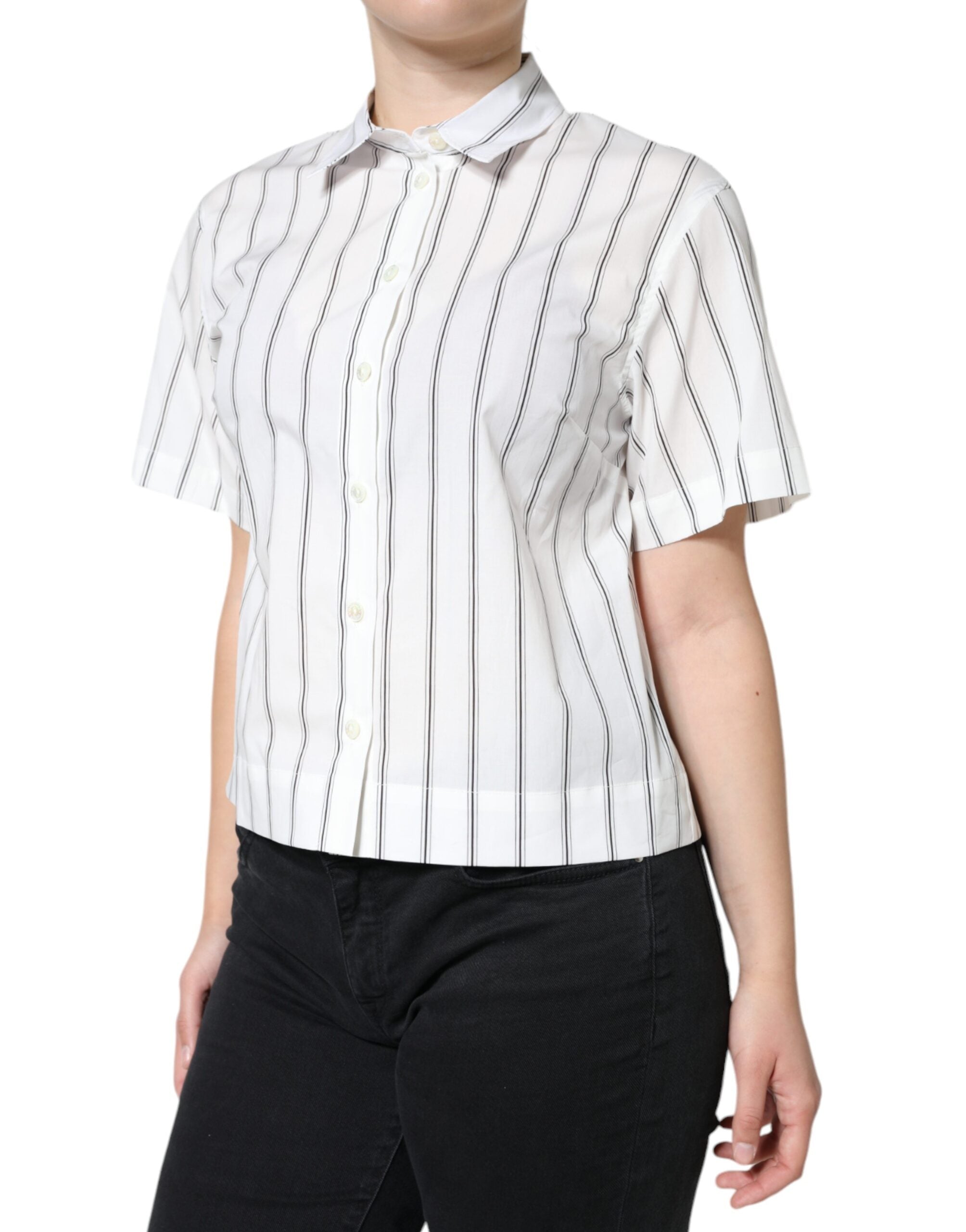Polo de manga corta con cuello y rayas blancas de Dolce &amp; Gabbana