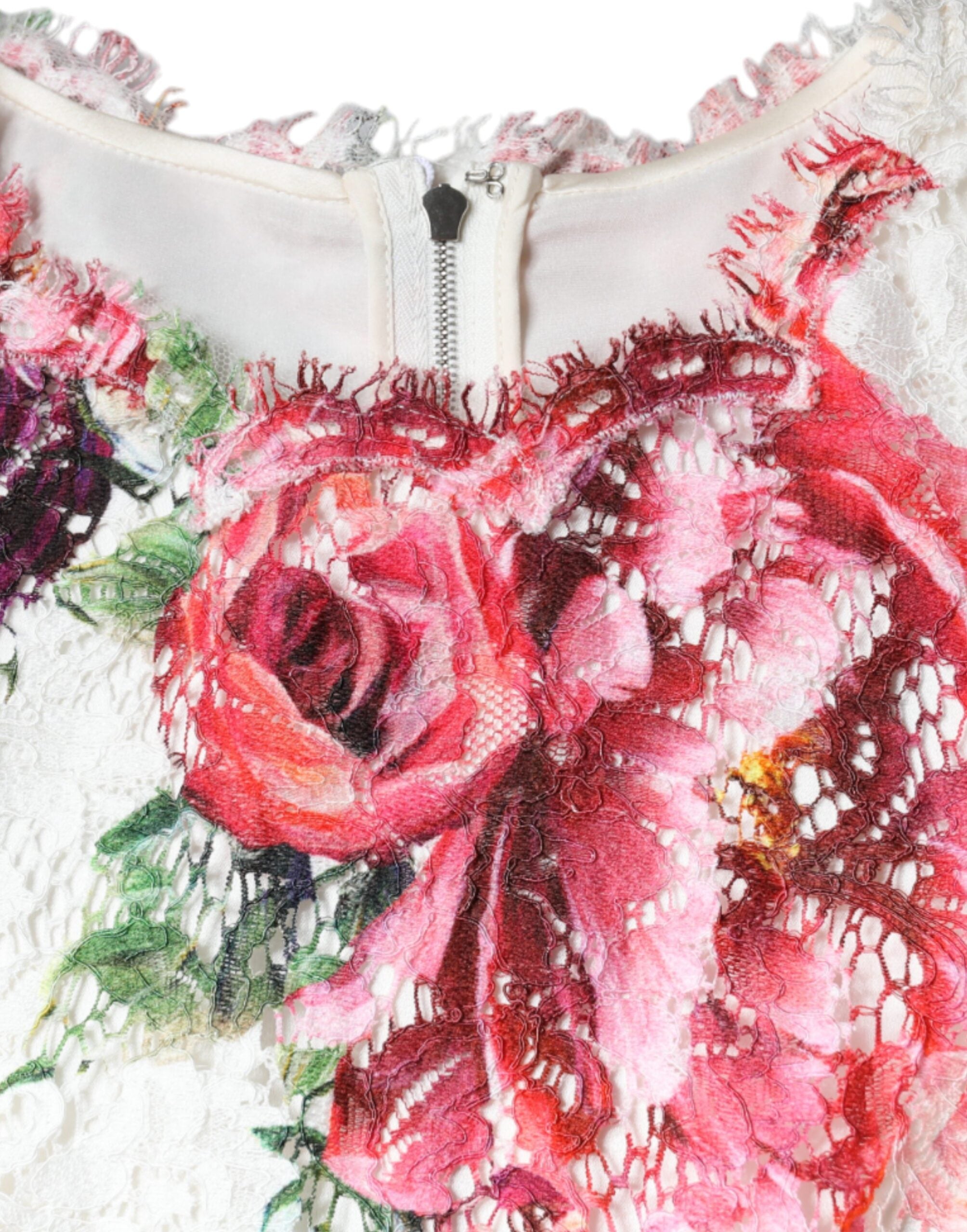 Blusa de manga corta con encaje de peonía blanca de Dolce &amp; Gabbana