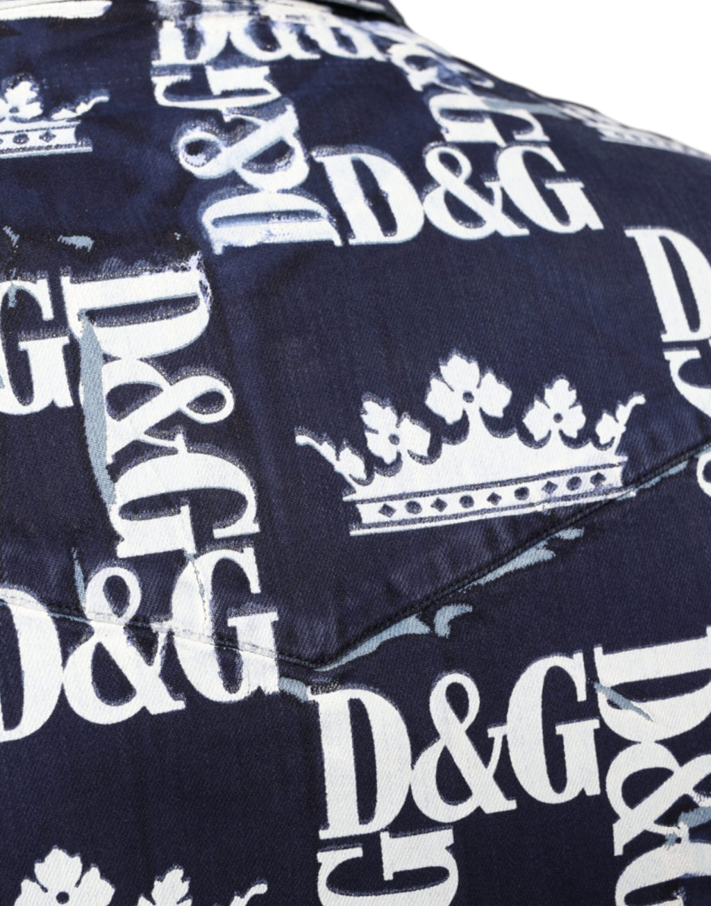 Camisa de algodón de corte entallado con estampado del logotipo de la corona azul de Dolce &amp; Gabbana