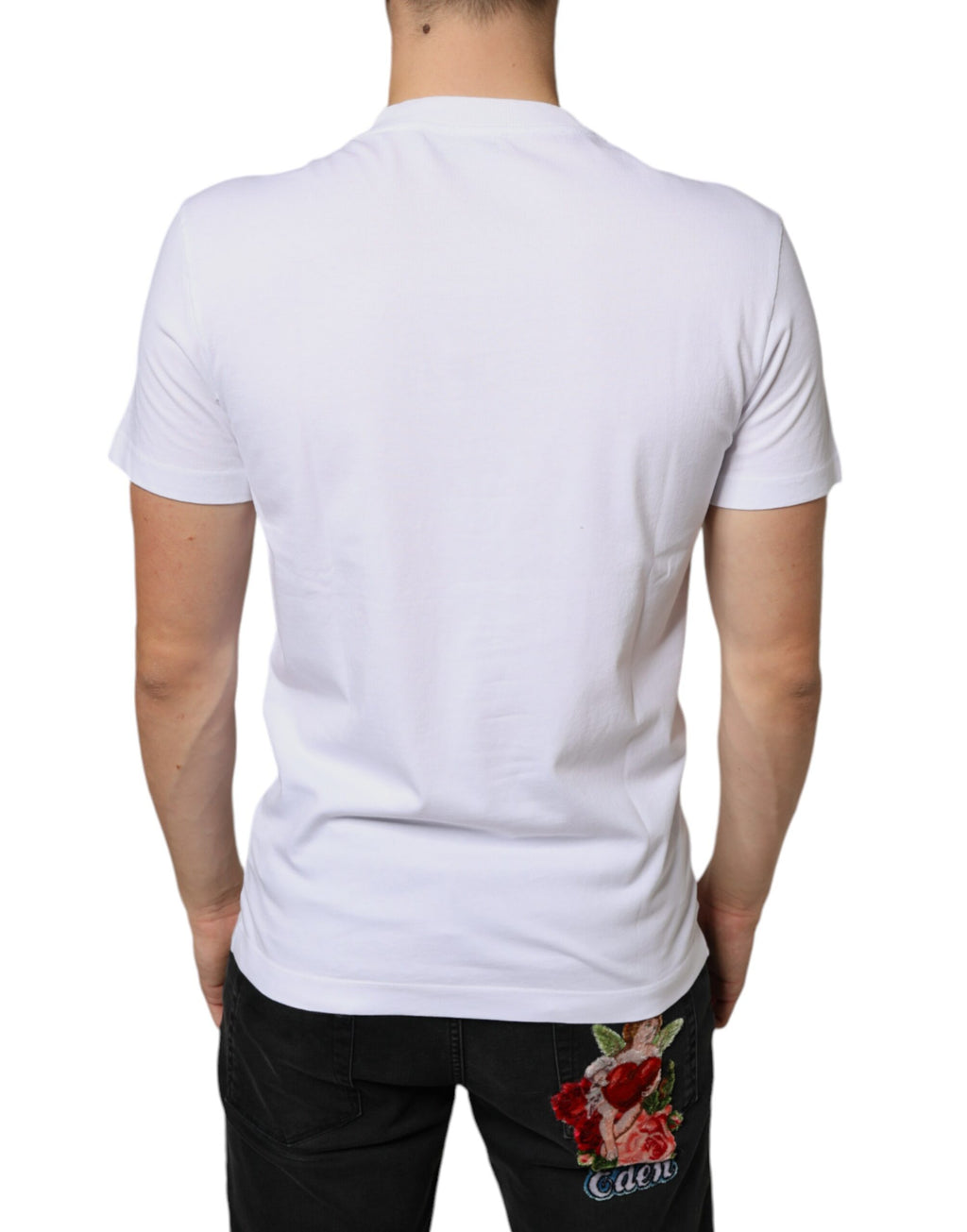 Camiseta informal de algodón blanco con apliques DG de Dolce &amp; Gabbana