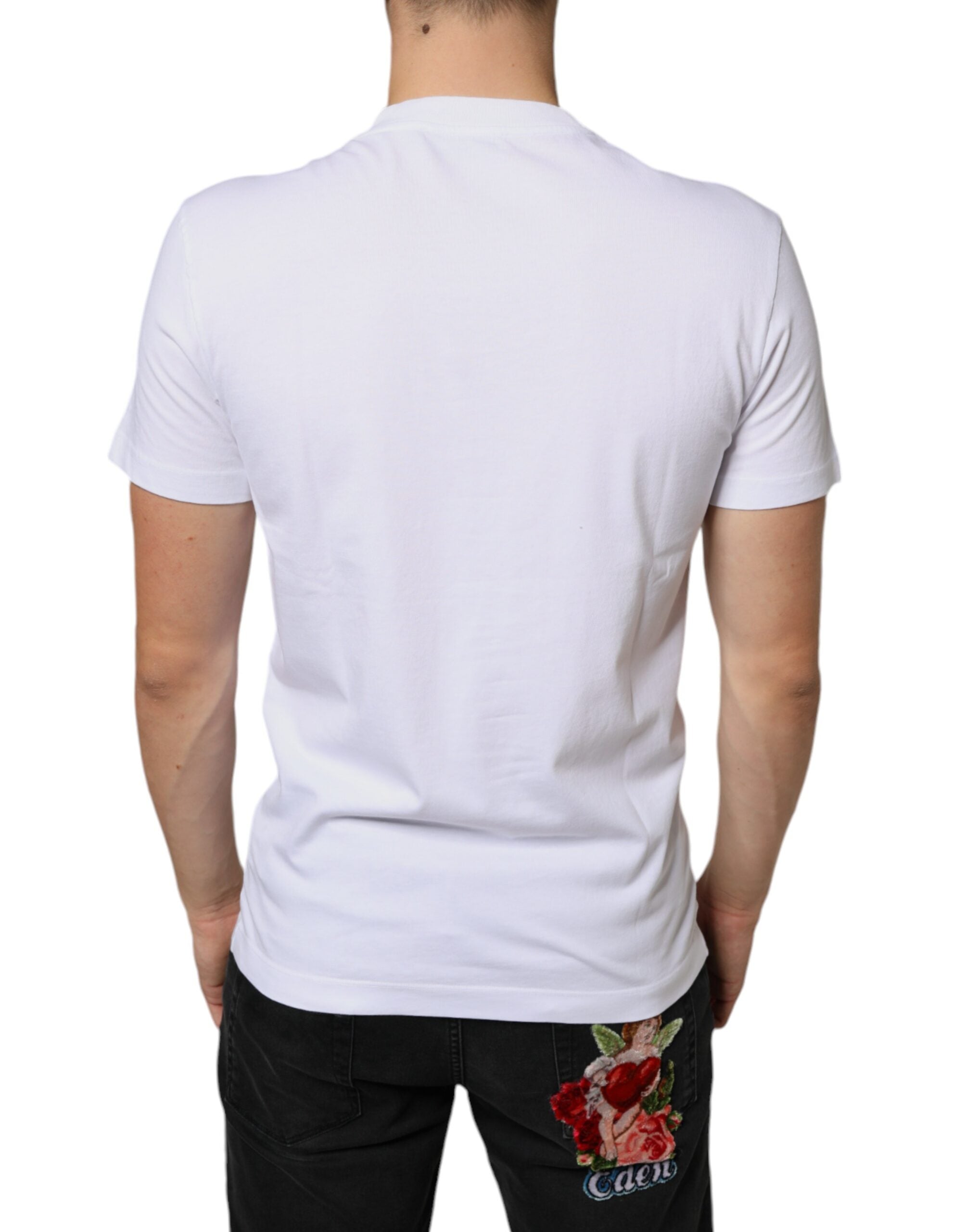 Camiseta informal de algodón blanco con apliques DG de Dolce &amp; Gabbana