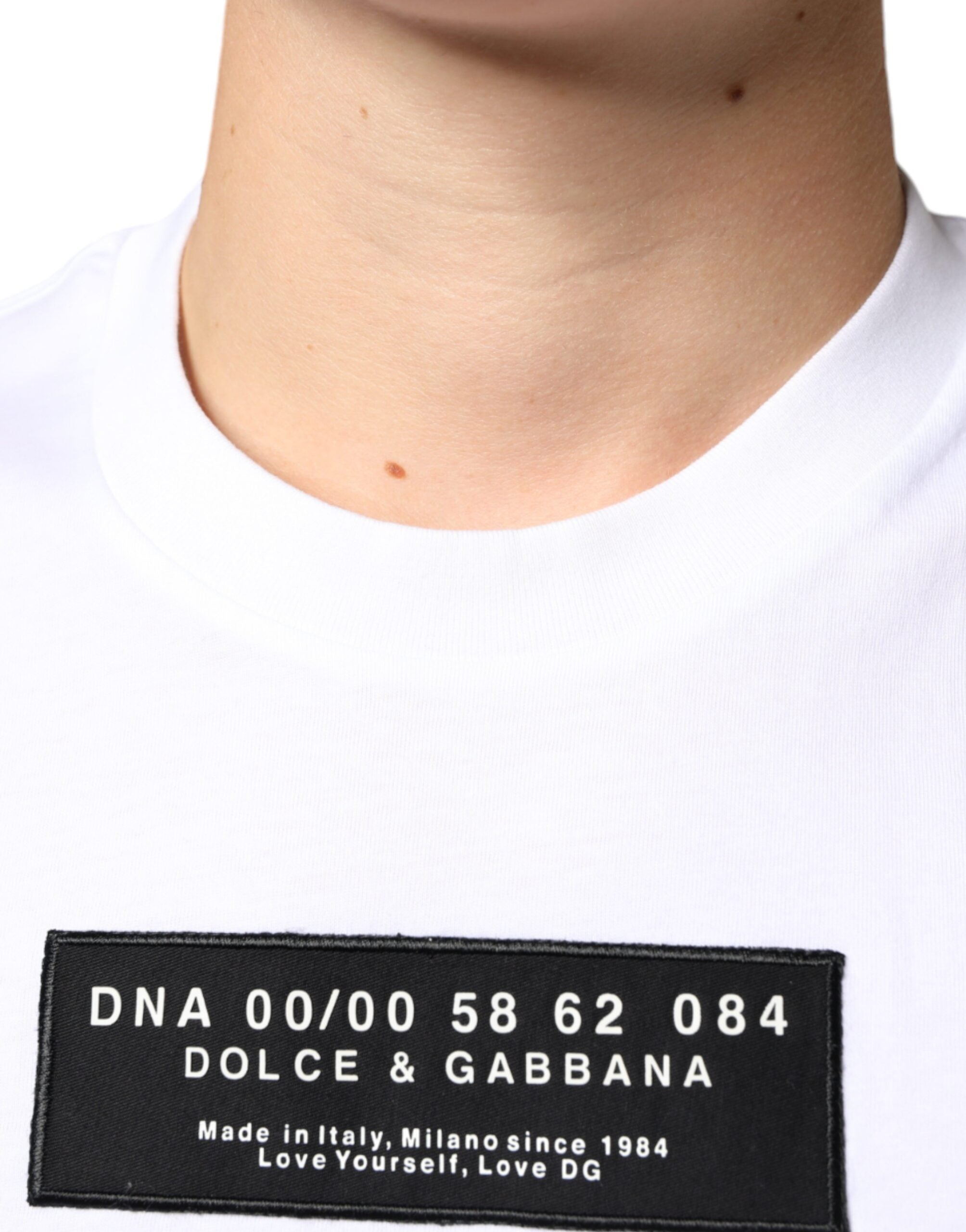 Camiseta informal de algodón blanco con apliques DG de Dolce &amp; Gabbana