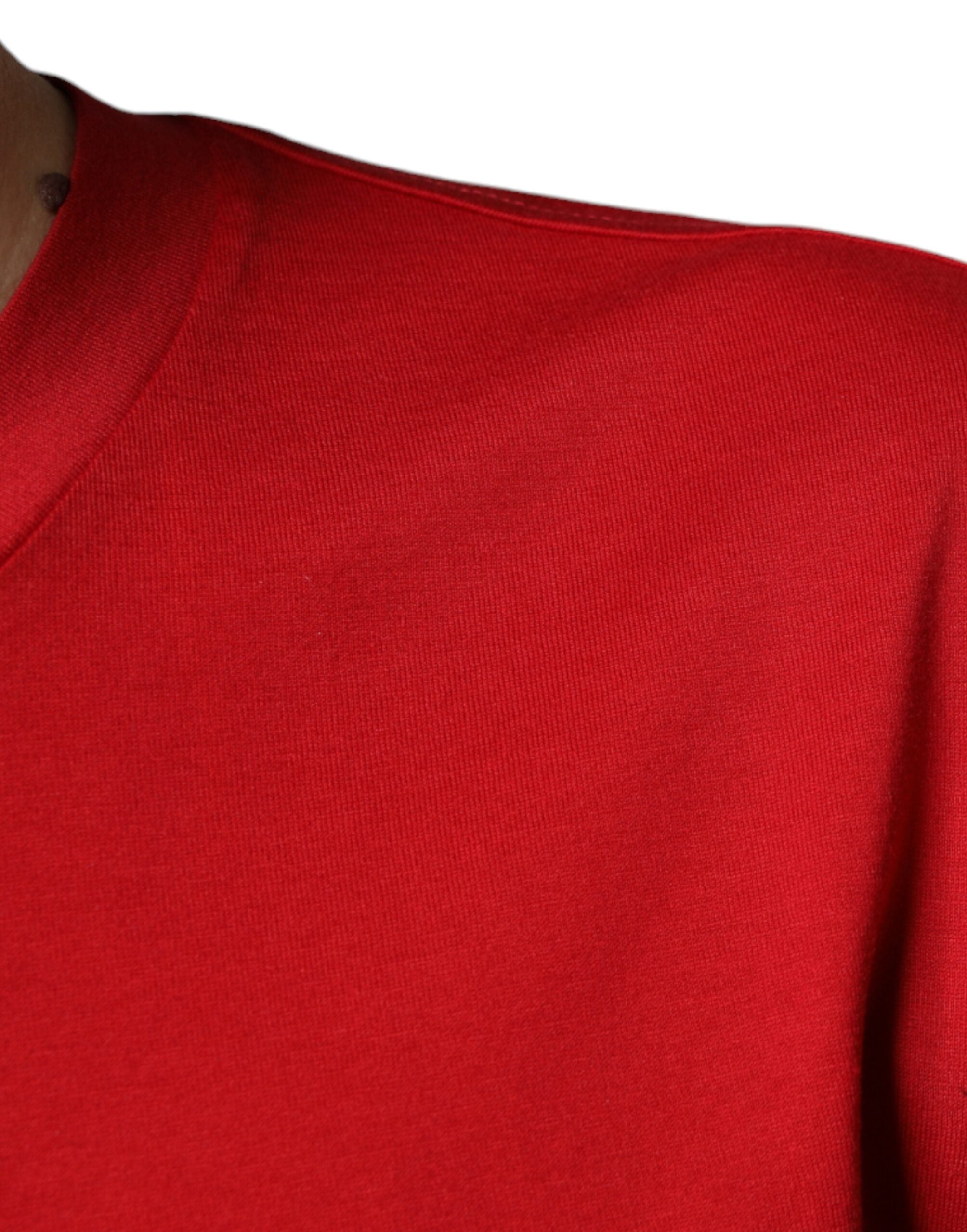 Camiseta de cuello redondo con estampado del logotipo DG de algodón rojo de Dolce &amp; Gabbana