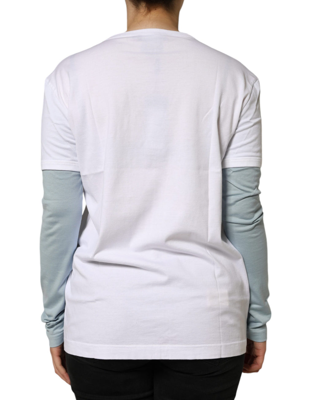 Camiseta de algodón blanca con cuello redondo y estampado del logotipo de Dolce &amp; Gabbana