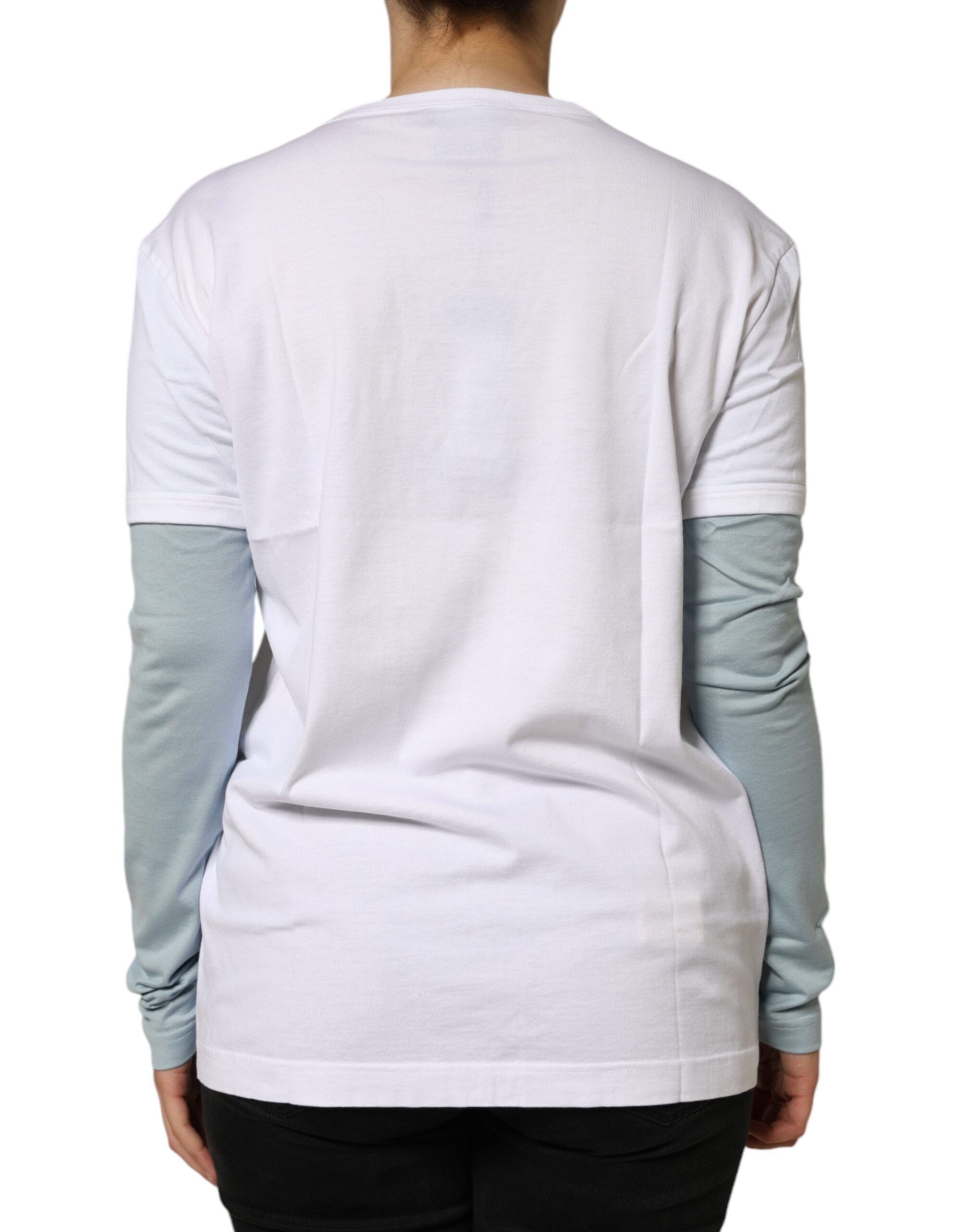 Camiseta de algodón blanca con cuello redondo y estampado del logotipo de Dolce &amp; Gabbana