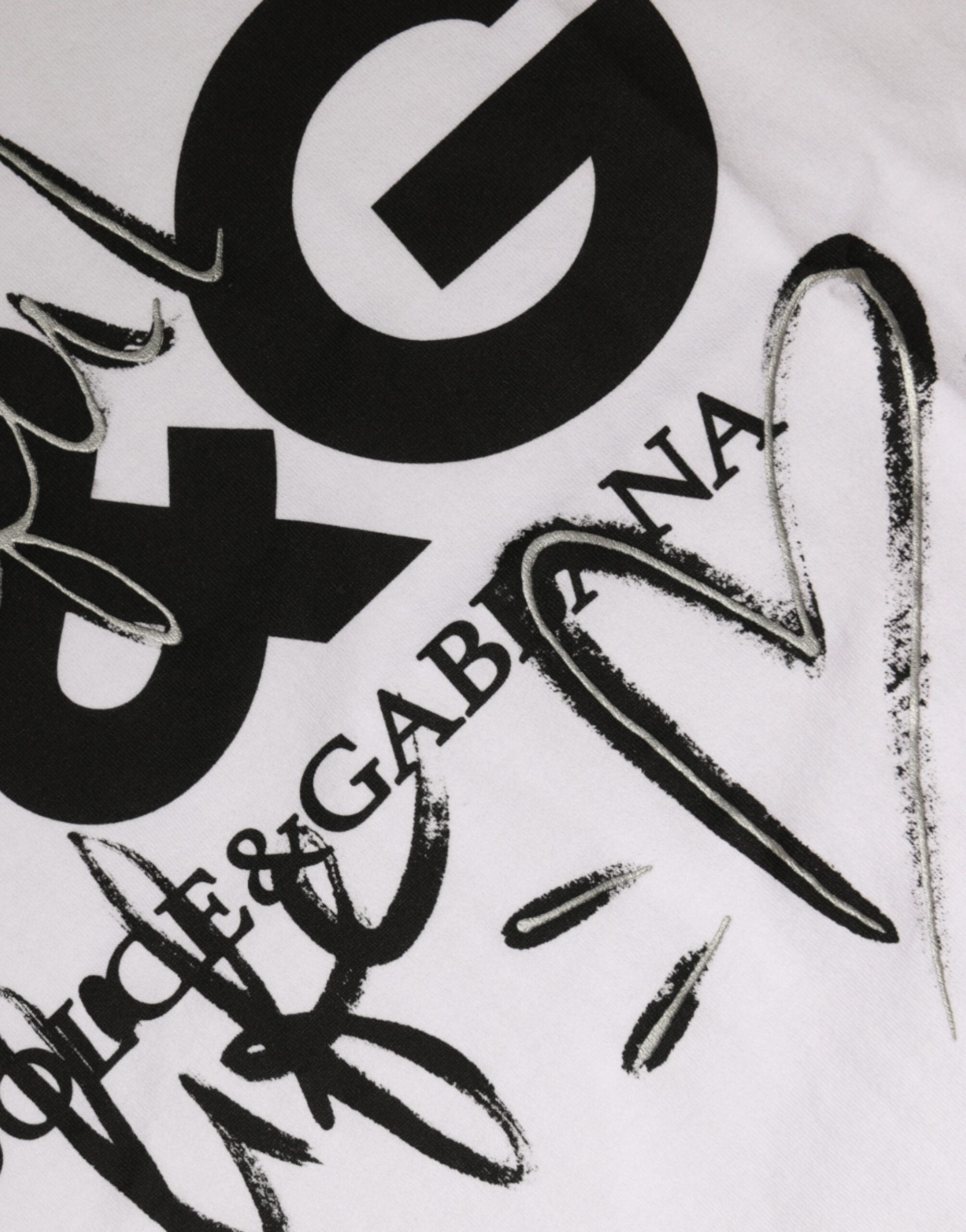 Camiseta de algodón blanca con cuello redondo y estampado del logotipo de Dolce &amp; Gabbana
