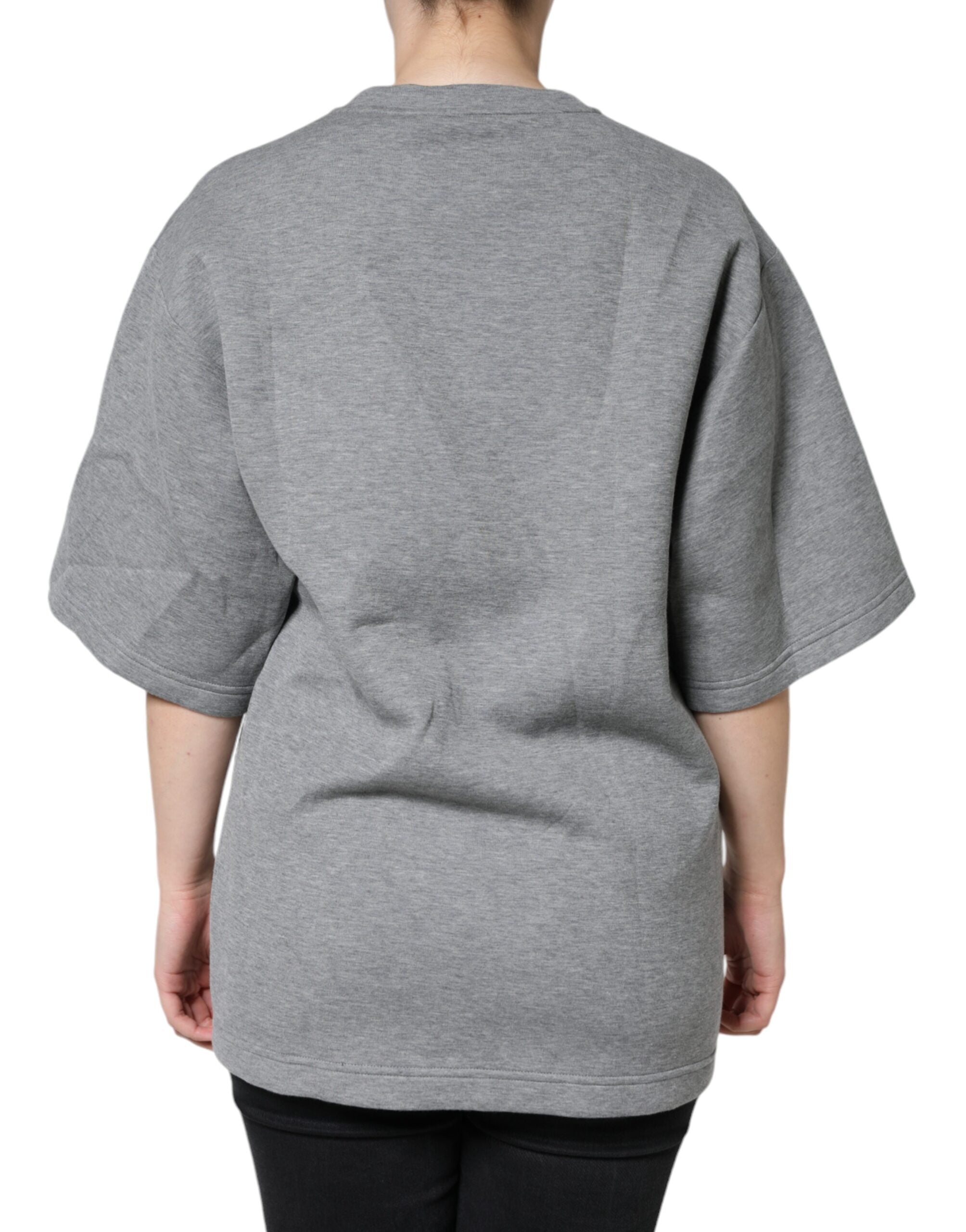 Camiseta adornada de mezcla de algodón gris de Dolce &amp; Gabbana