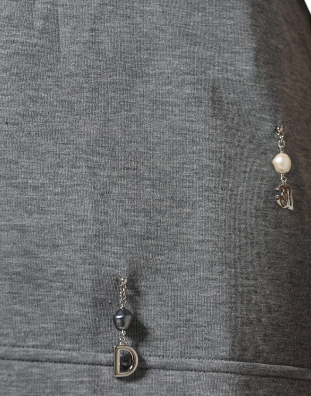 Camiseta adornada de mezcla de algodón gris de Dolce &amp; Gabbana