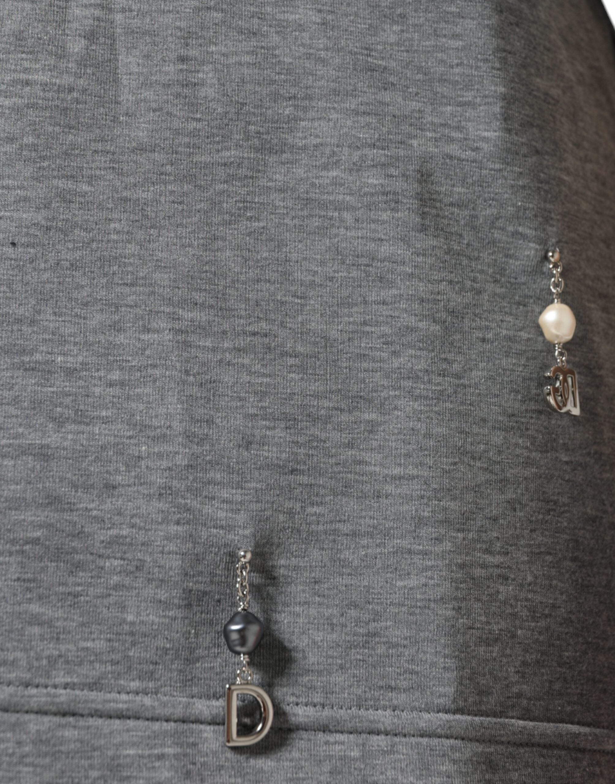 Camiseta adornada de mezcla de algodón gris de Dolce &amp; Gabbana