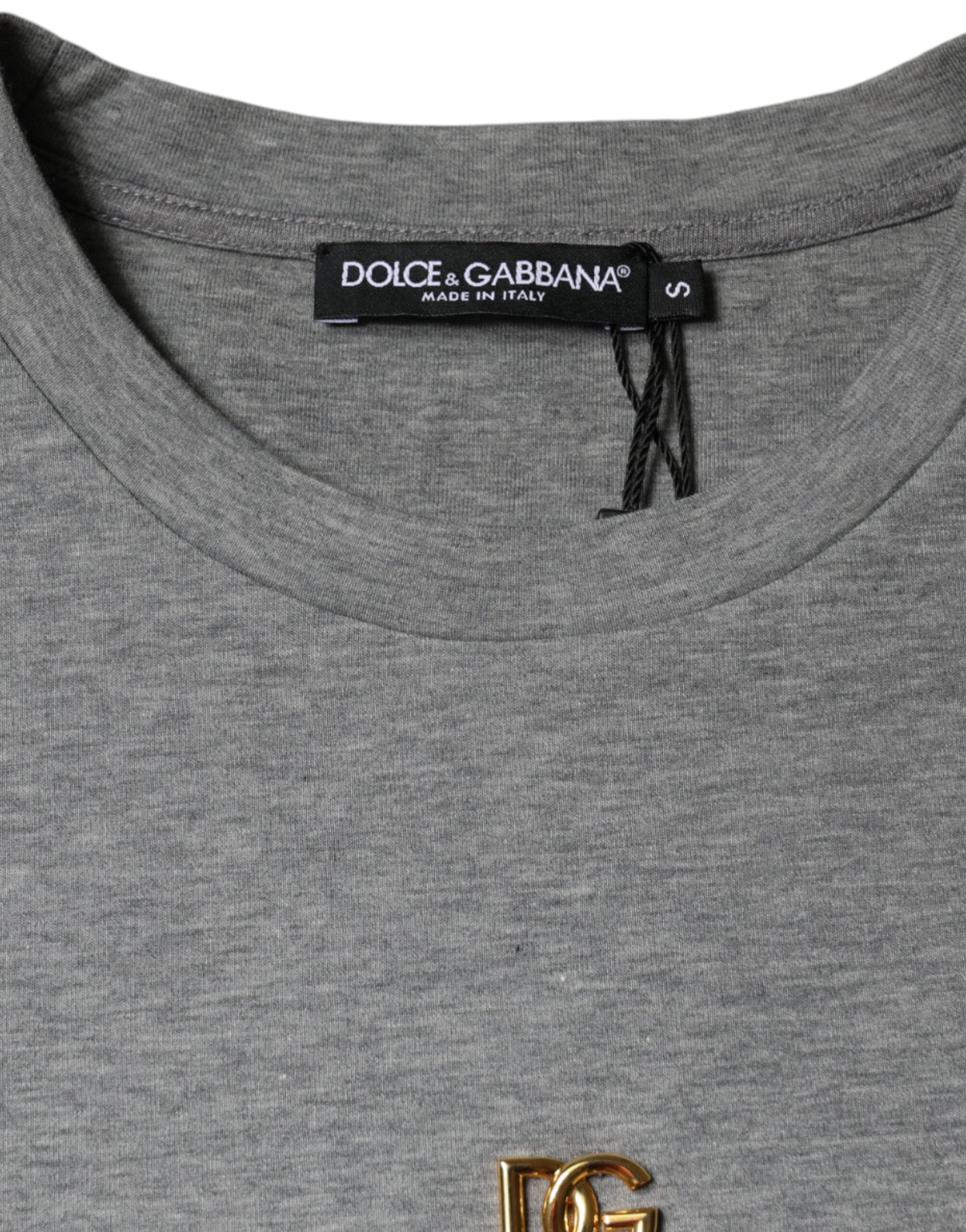 Camiseta adornada de mezcla de algodón gris de Dolce &amp; Gabbana
