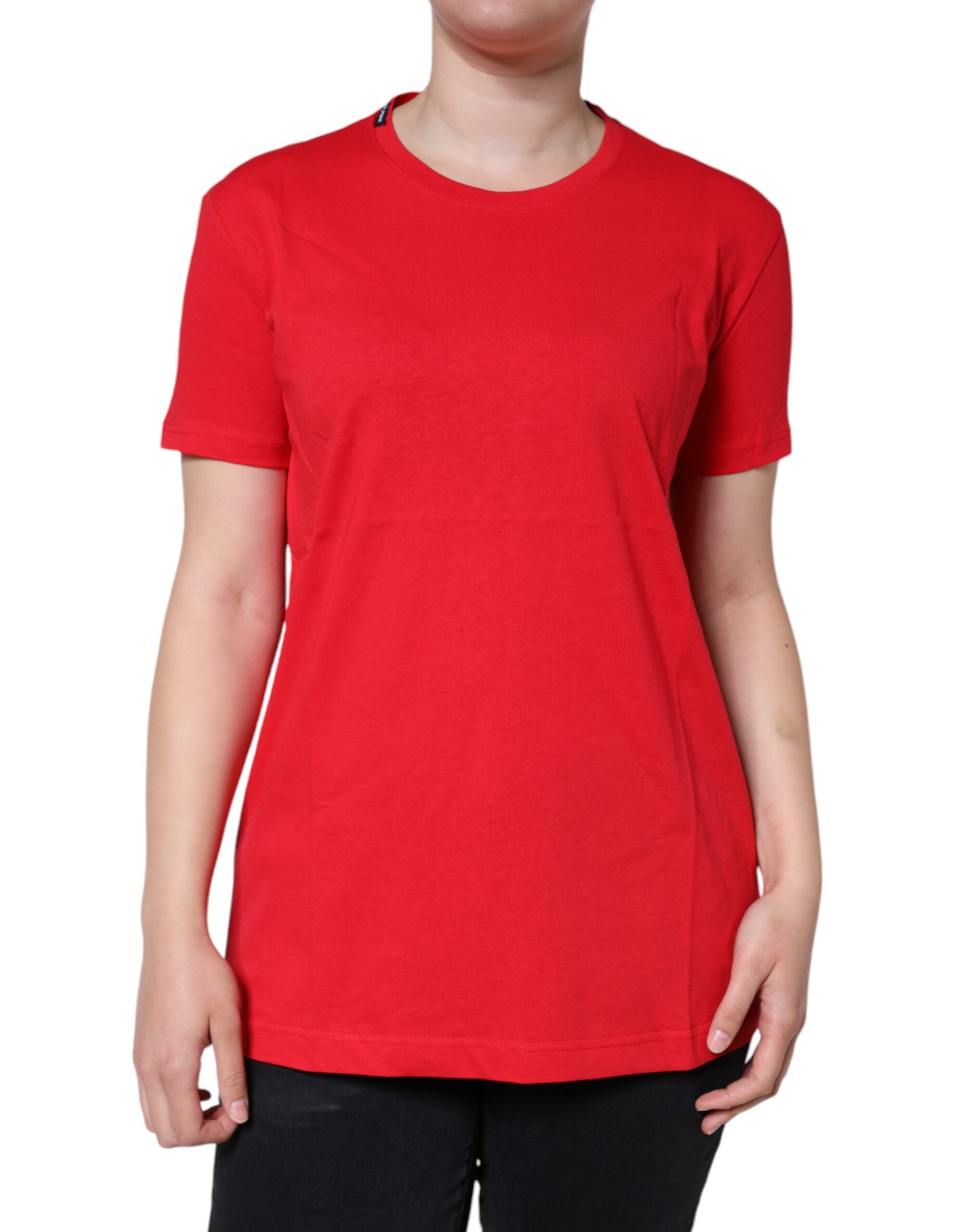 Camiseta de manga corta con cuello redondo de algodón rojo de Dolce &amp; Gabbana