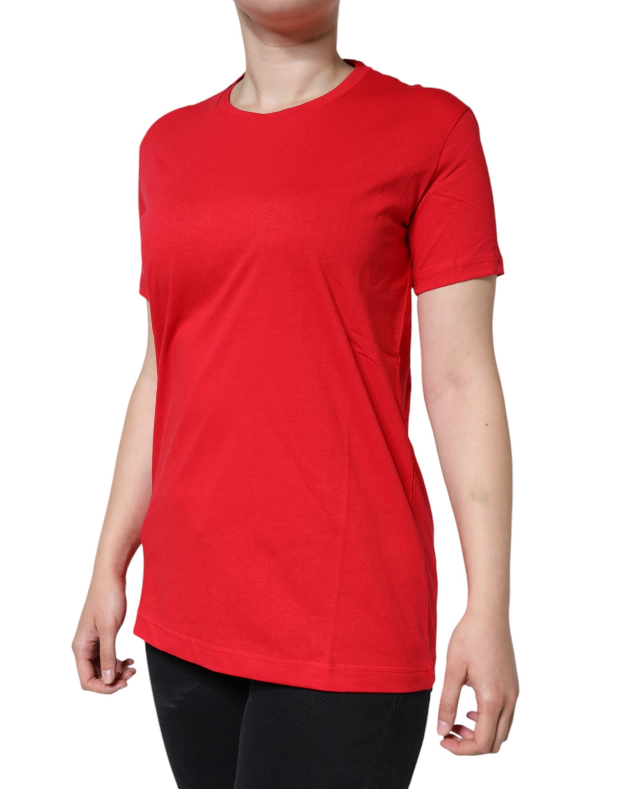 Camiseta de manga corta con cuello redondo de algodón rojo de Dolce &amp; Gabbana