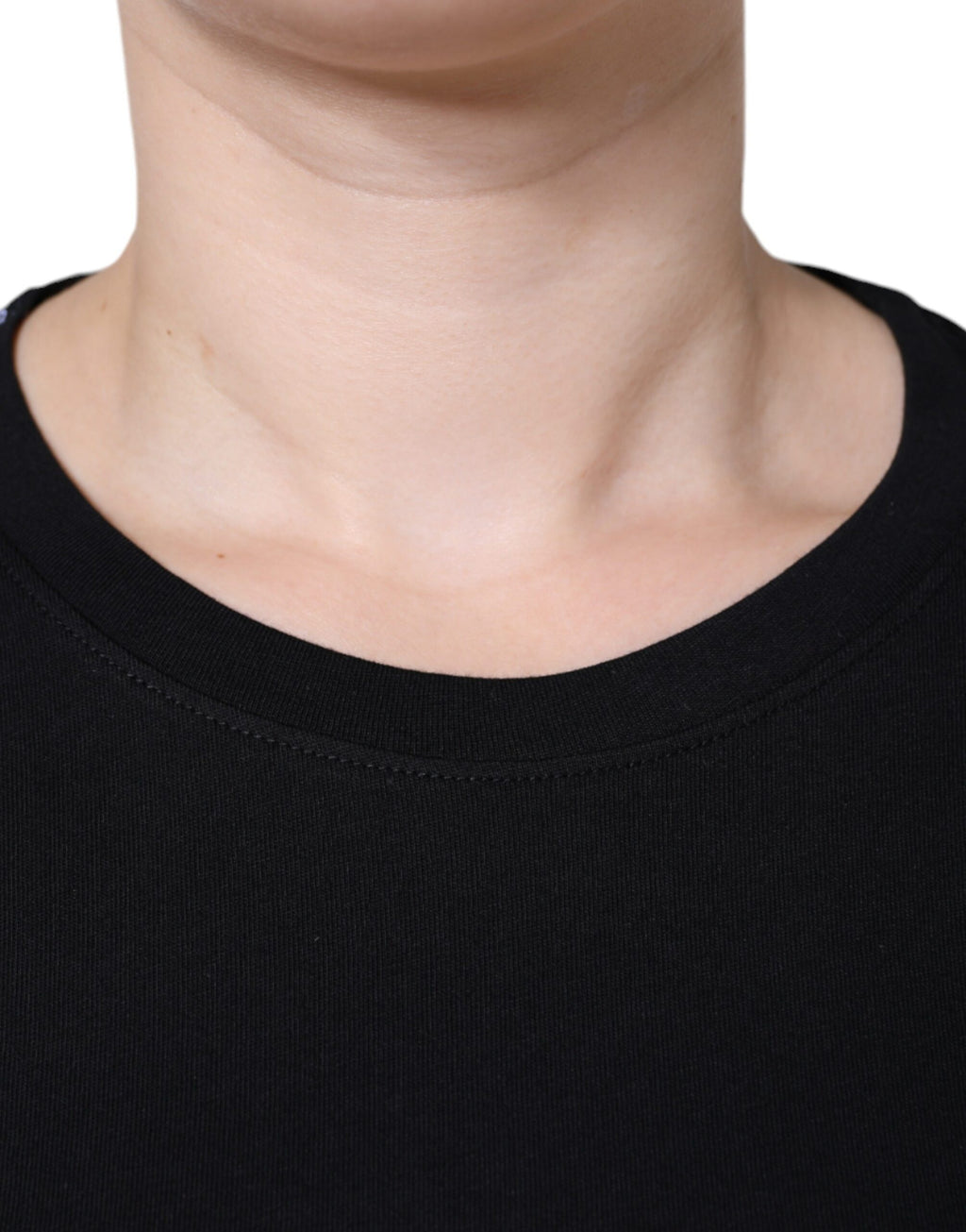 Camiseta de algodón negra de manga corta y cuello redondo de Dolce &amp; Gabbana