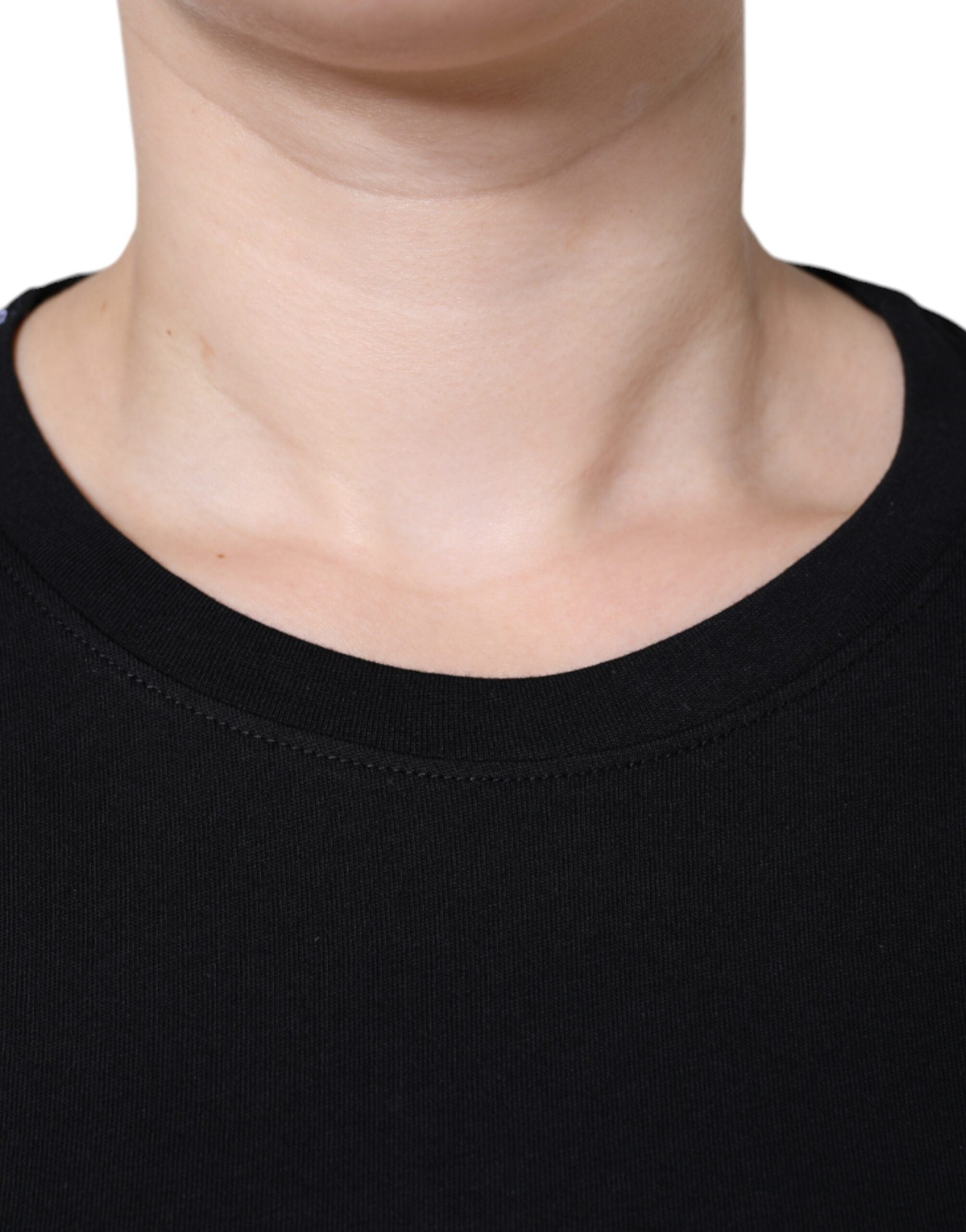 Camiseta de algodón negra de manga corta y cuello redondo de Dolce &amp; Gabbana