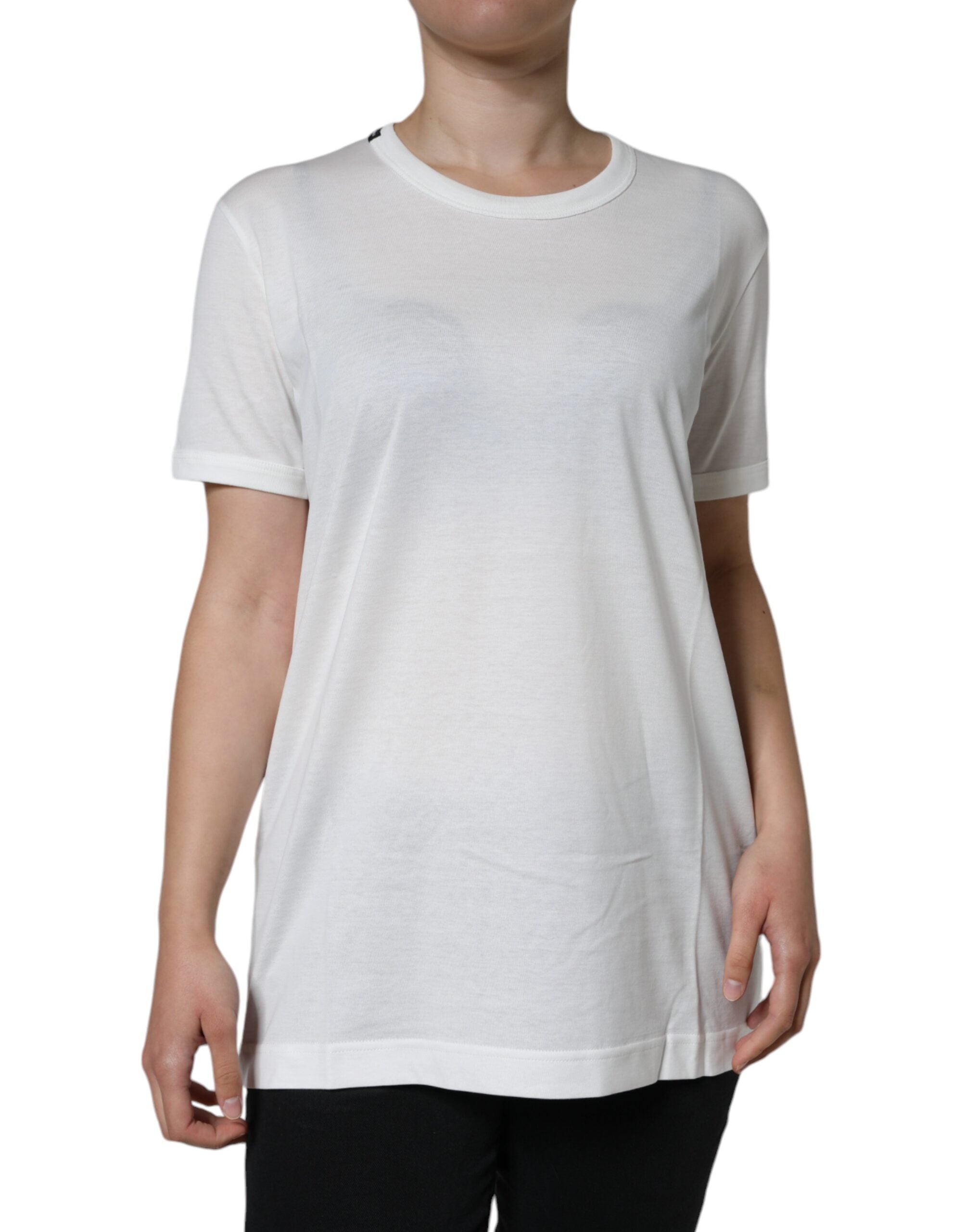 Camiseta blanca de algodón con cuello redondo y manga corta de Dolce &amp; Gabbana