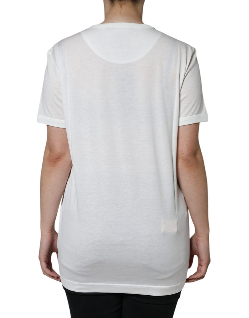 Camiseta blanca de algodón con cuello redondo y manga corta de Dolce &amp; Gabbana
