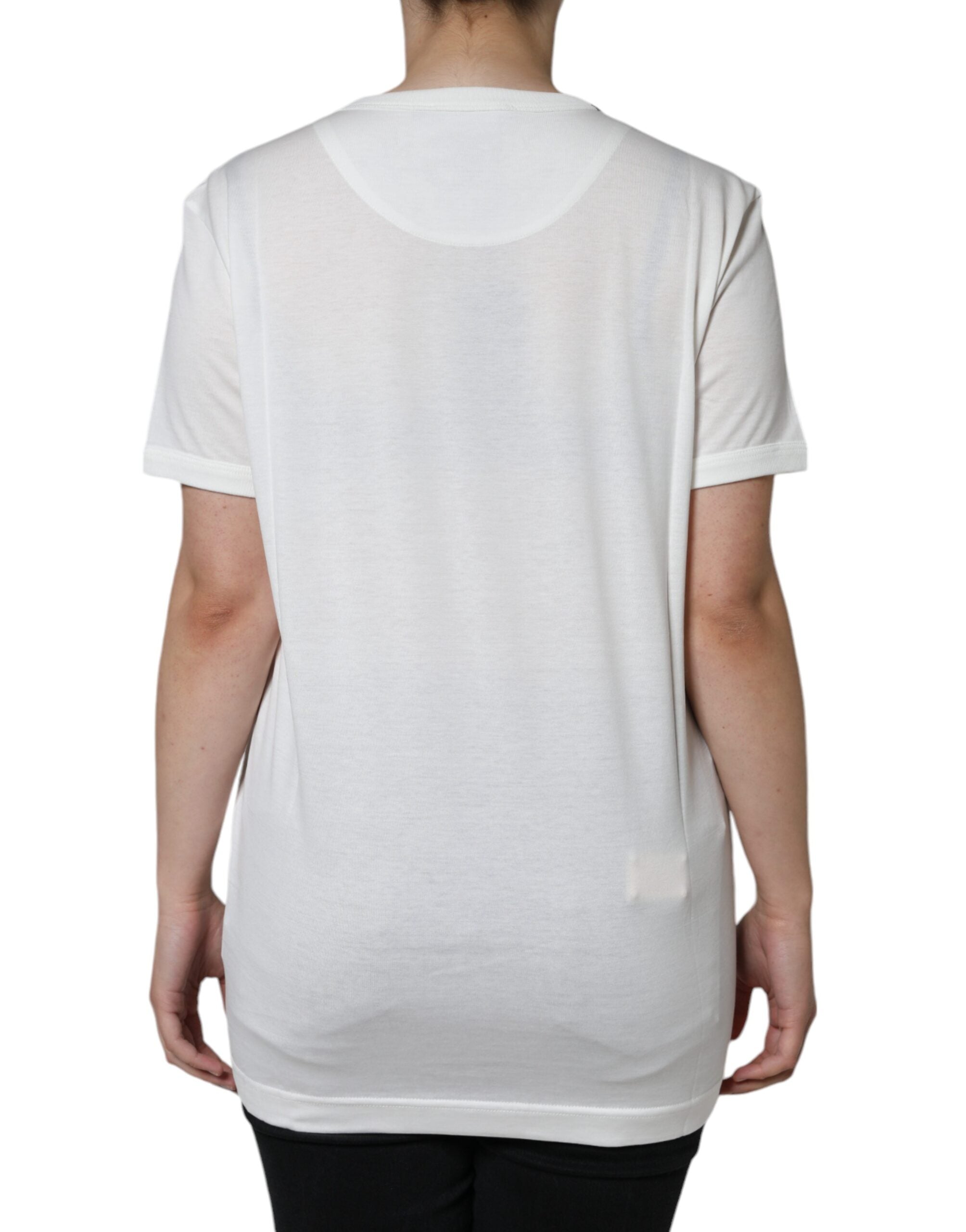 Camiseta blanca de algodón con cuello redondo y manga corta de Dolce &amp; Gabbana