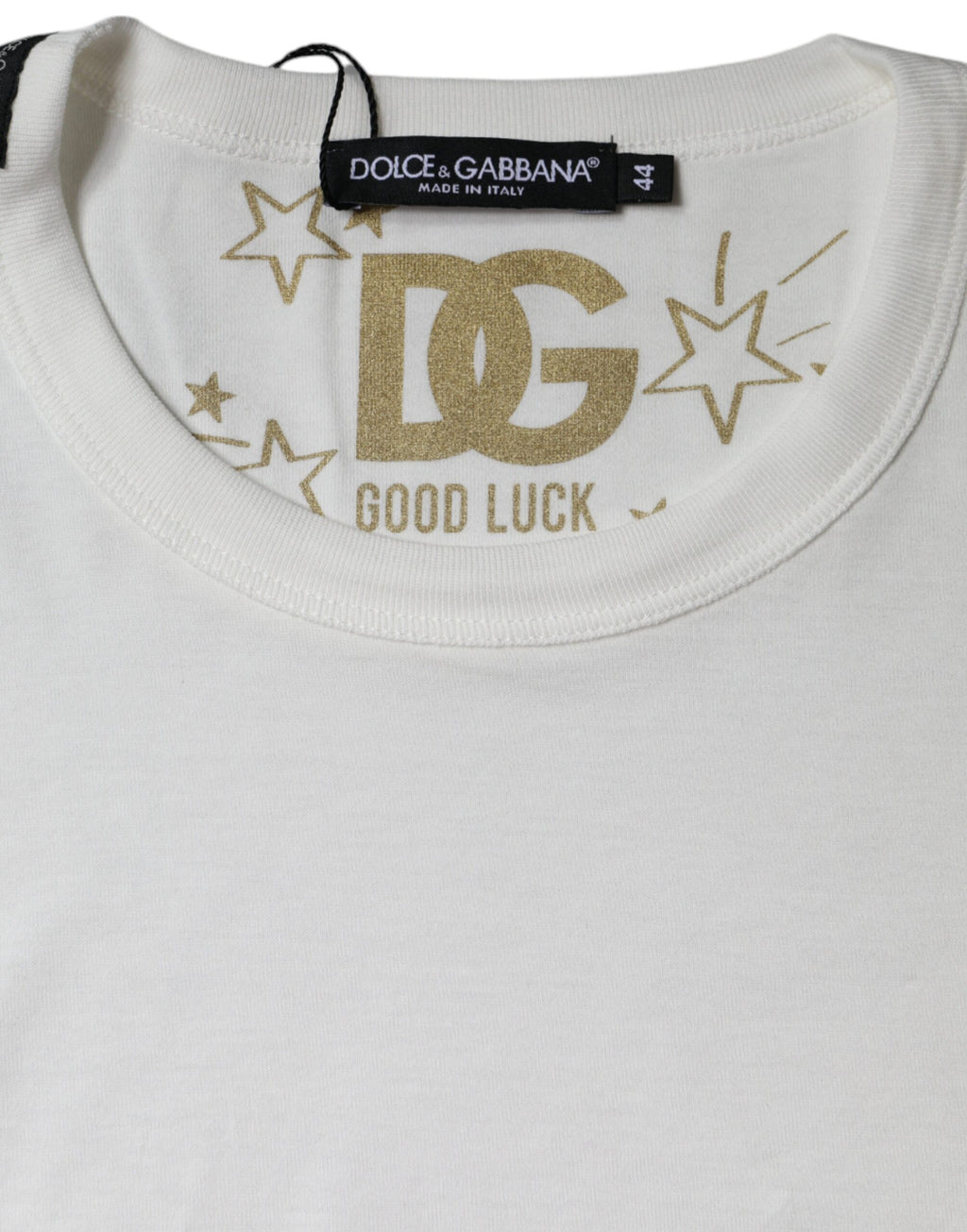 Camiseta blanca de algodón con cuello redondo y manga corta de Dolce &amp; Gabbana