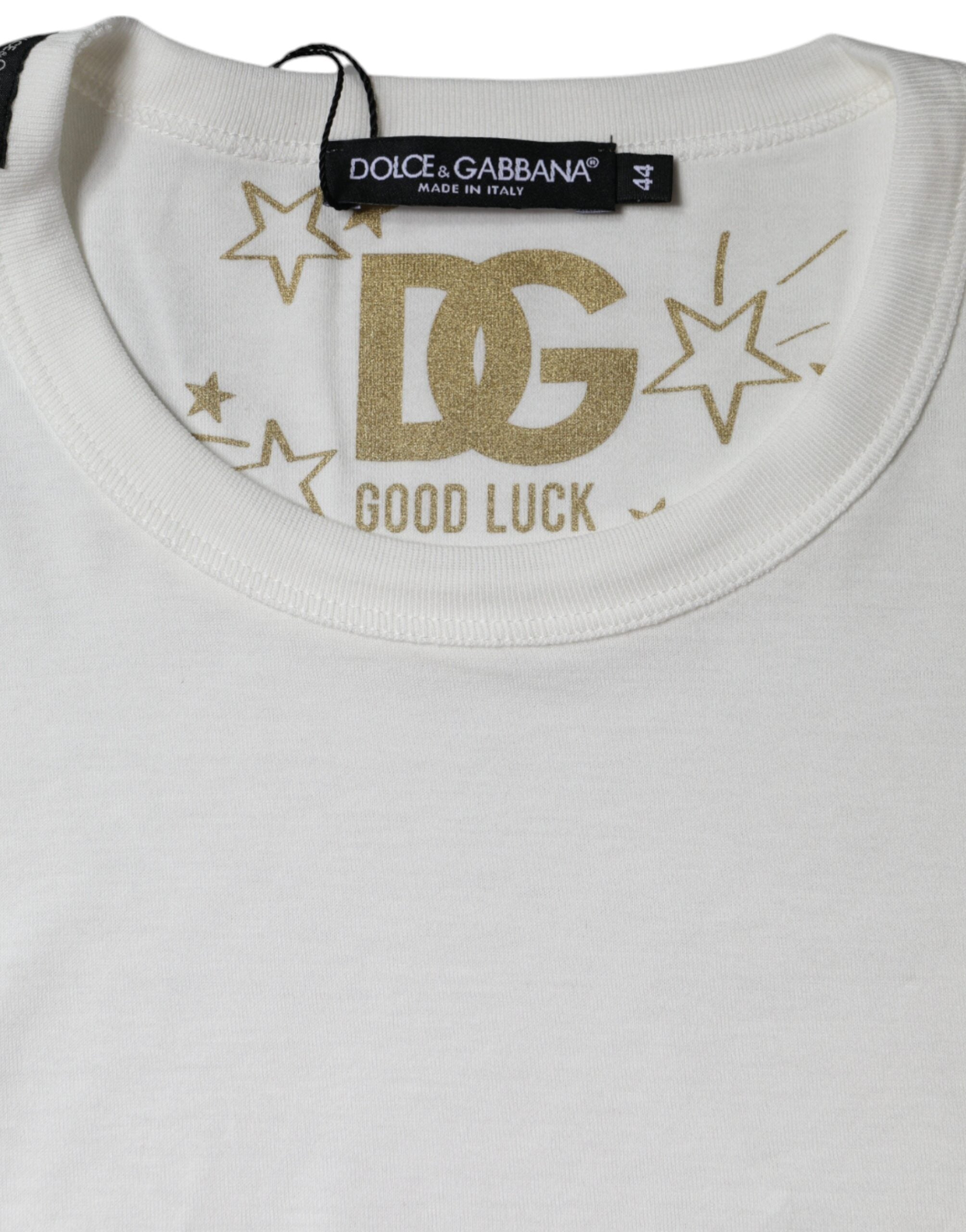 Camiseta blanca de algodón con cuello redondo y manga corta de Dolce &amp; Gabbana