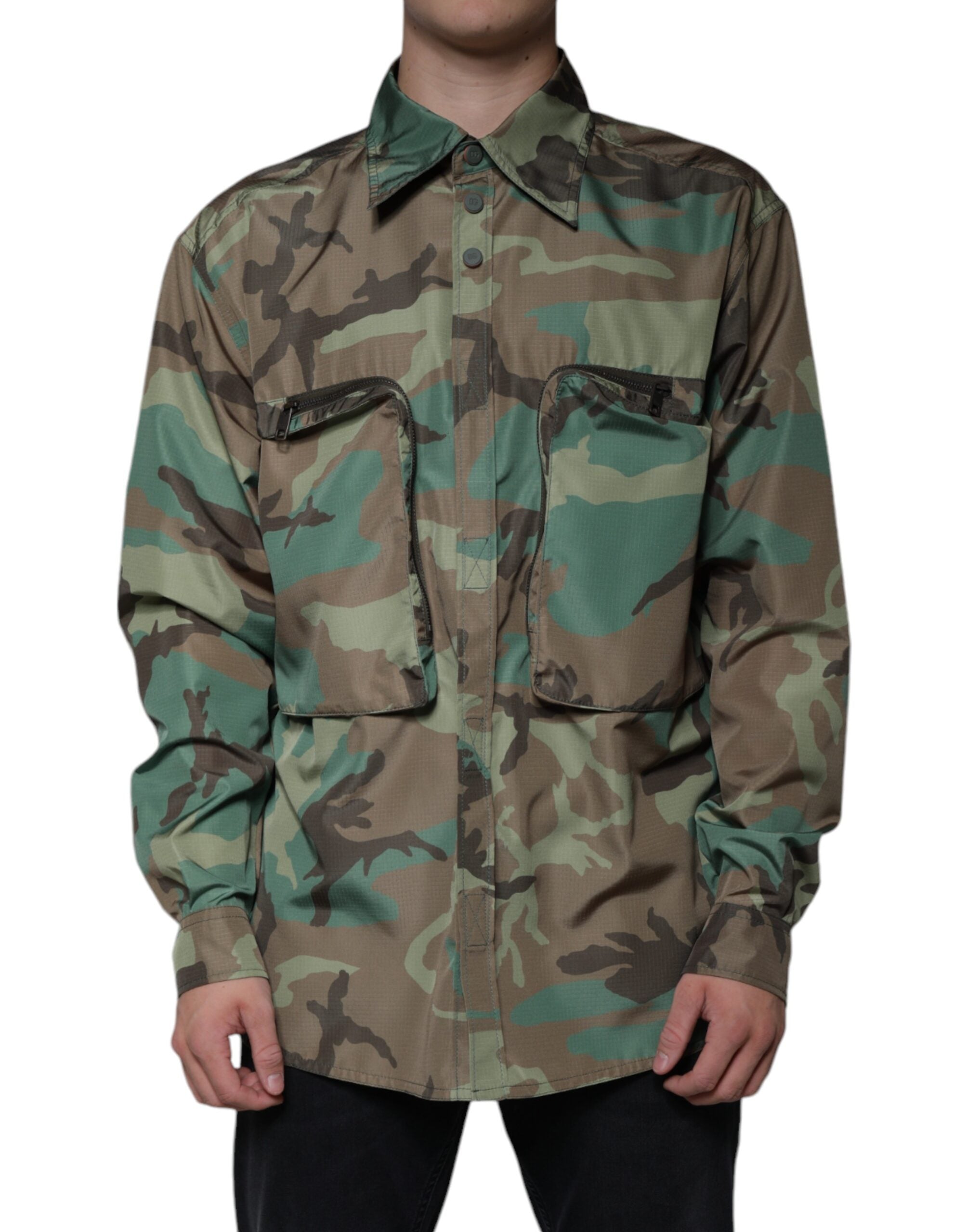 Camisa de botones con estampado de camuflaje multicolor de Dolce &amp; Gabbana