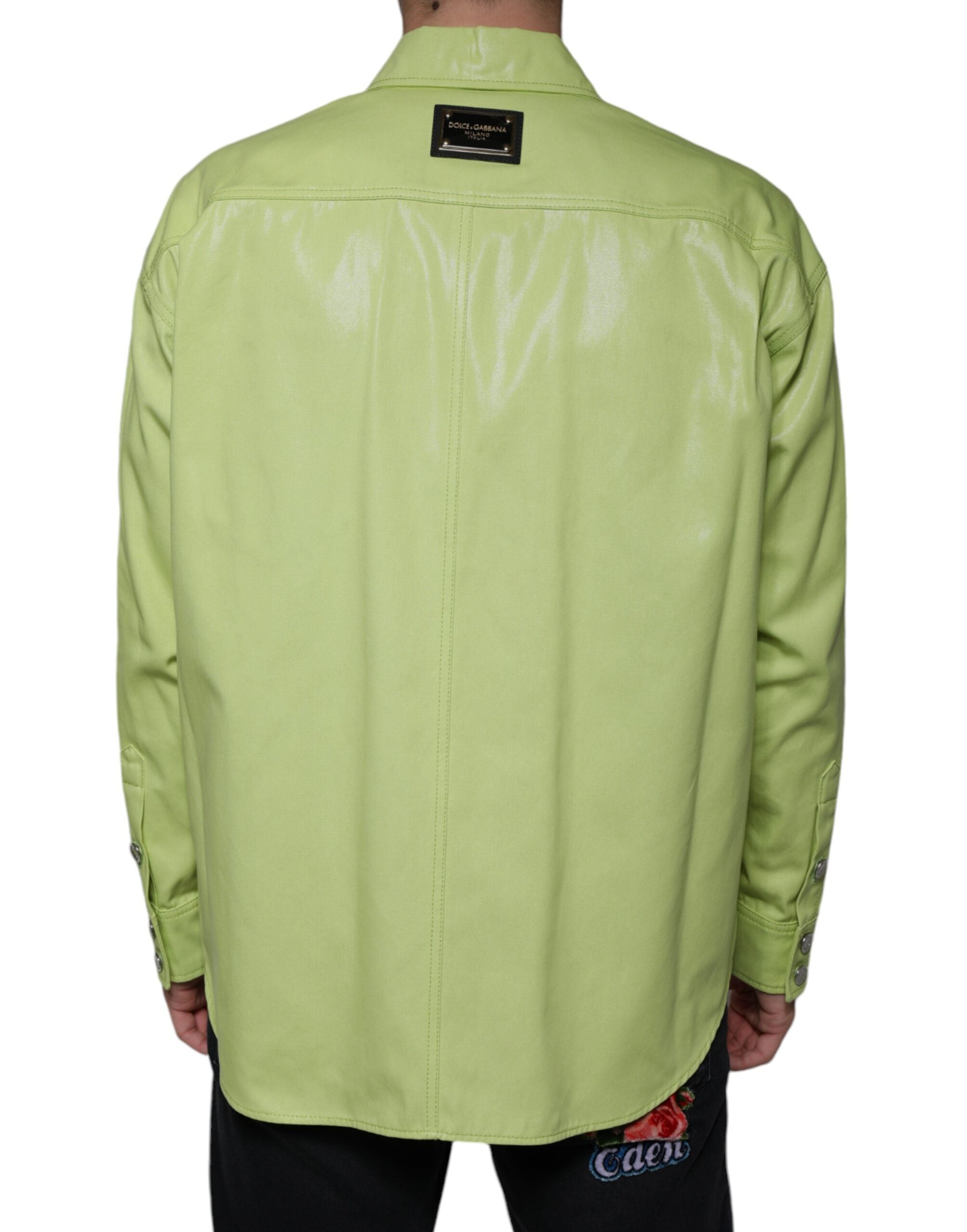 Camisa de algodón verde con cuello y botones para hombre de Dolce &amp; Gabbana