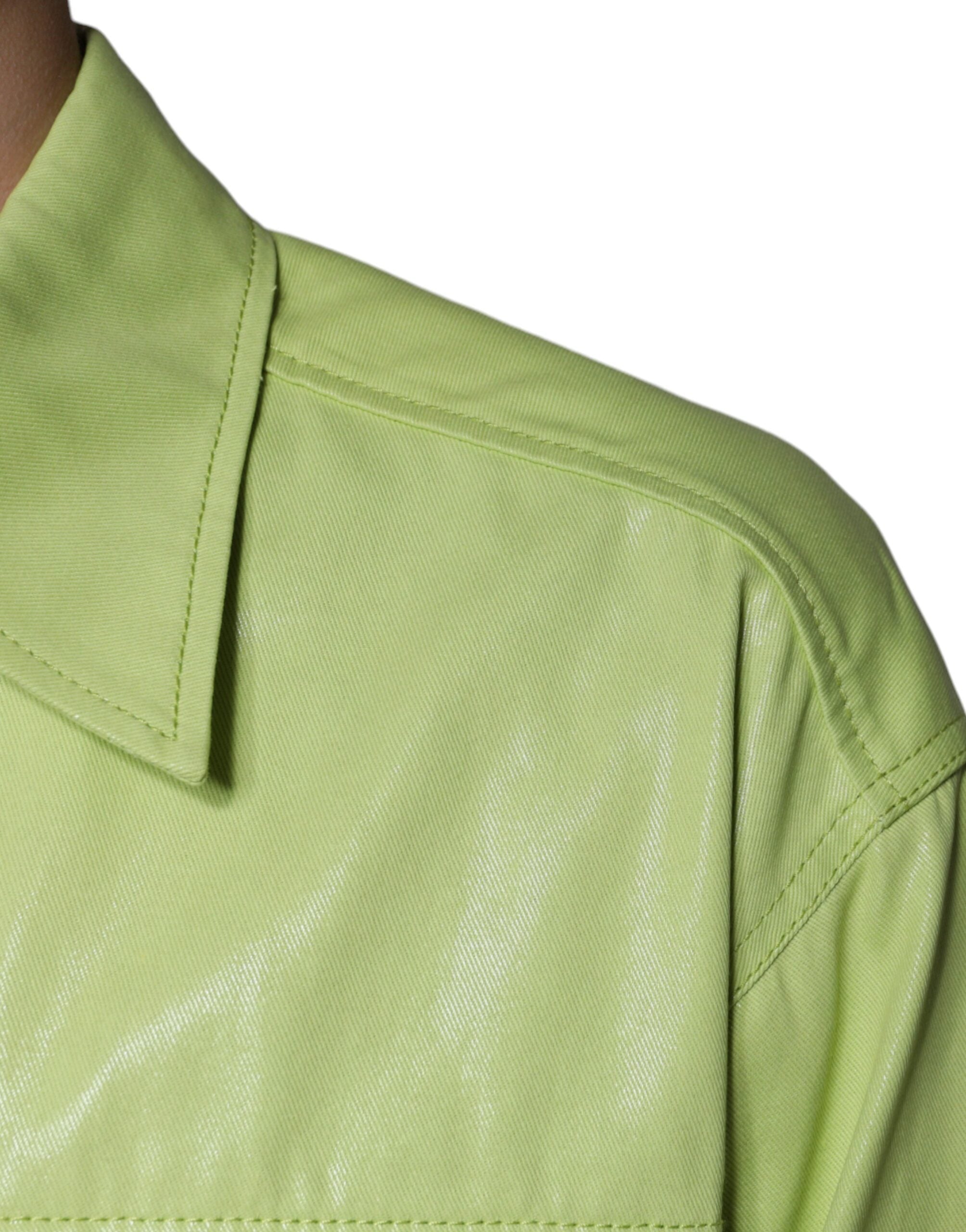 Camisa de algodón verde con cuello y botones para hombre de Dolce &amp; Gabbana