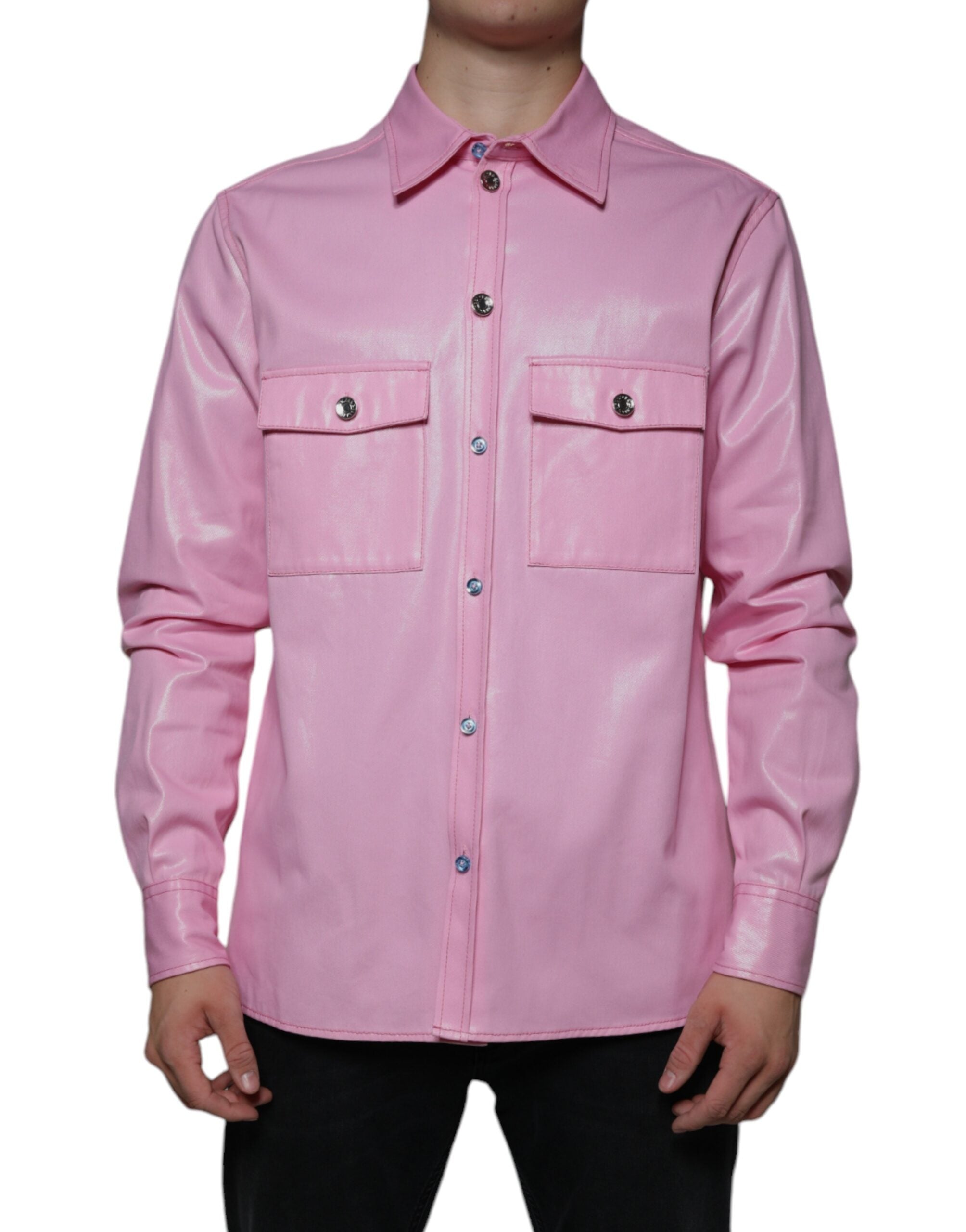 Camisa de algodón rosa con cuello y botones de Dolce &amp; Gabbana