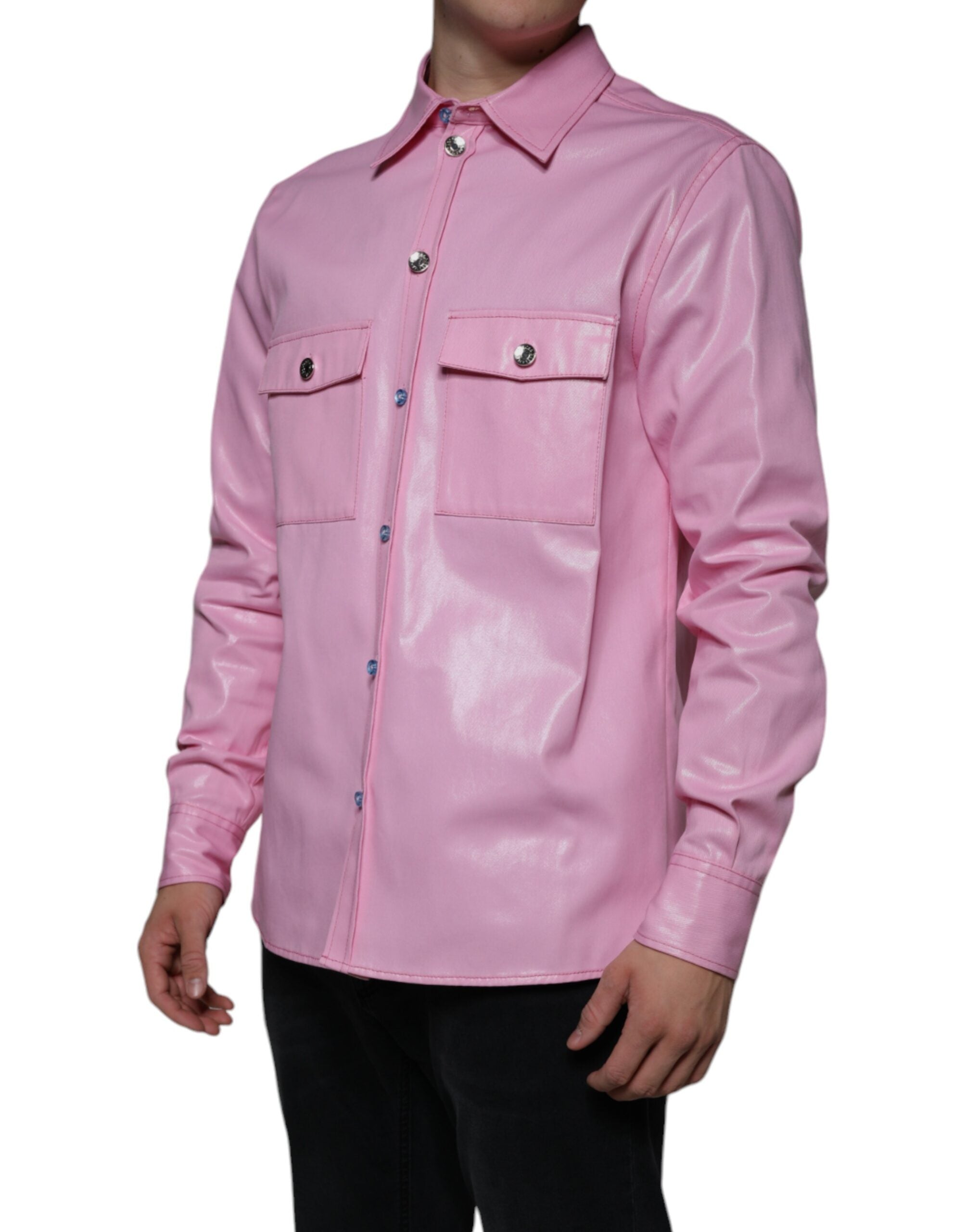 Camisa de algodón rosa con cuello y botones de Dolce &amp; Gabbana