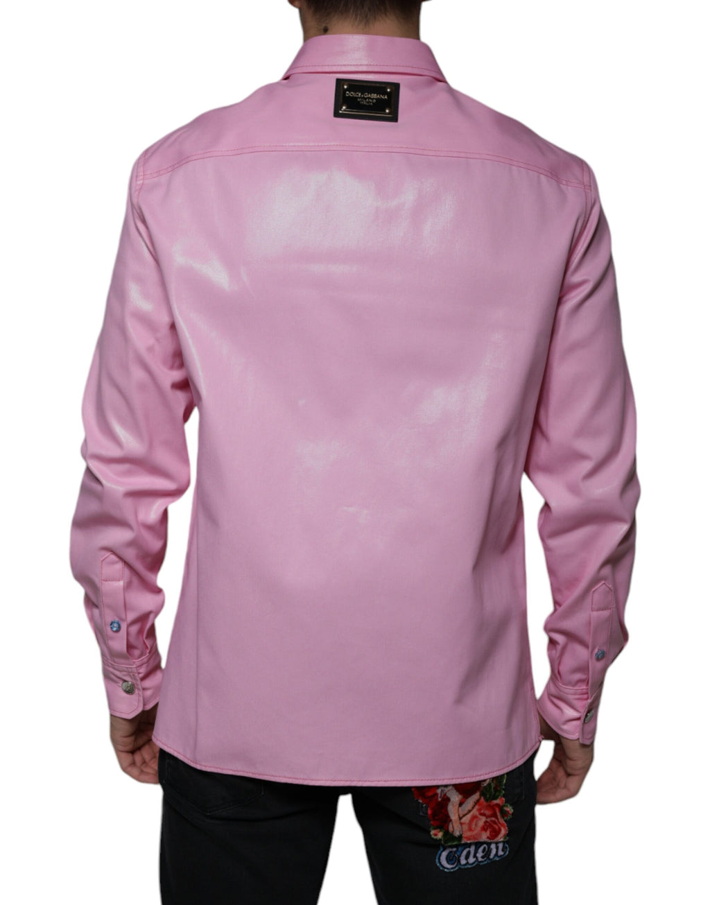 Camisa de algodón rosa con cuello y botones de Dolce &amp; Gabbana