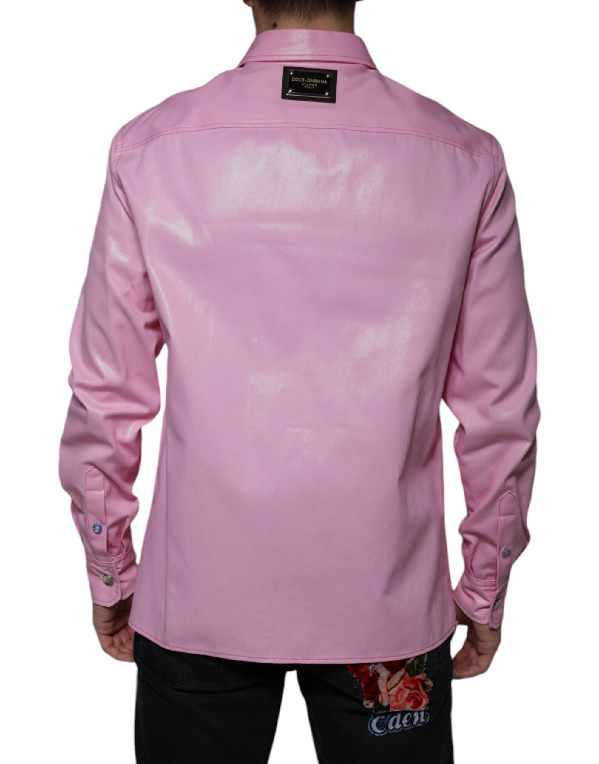 Camisa de algodón rosa con cuello y botones de Dolce &amp; Gabbana