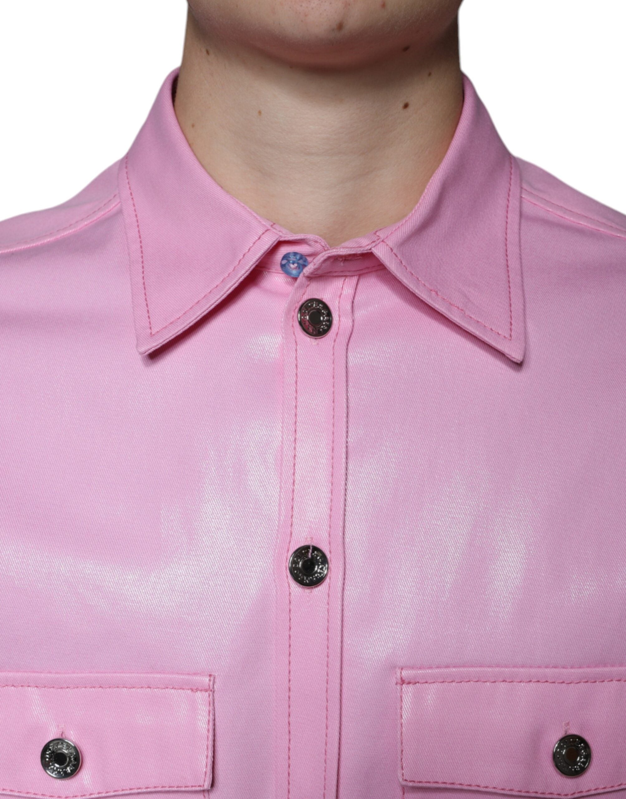 Camisa de algodón rosa con cuello y botones de Dolce &amp; Gabbana