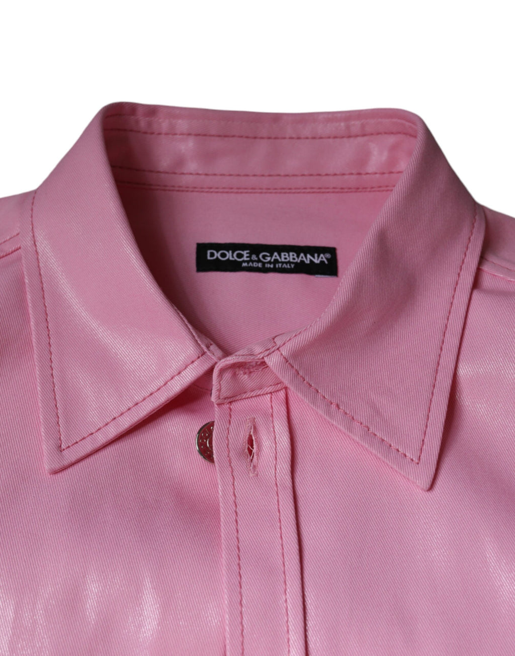Camisa de algodón rosa con cuello y botones de Dolce &amp; Gabbana
