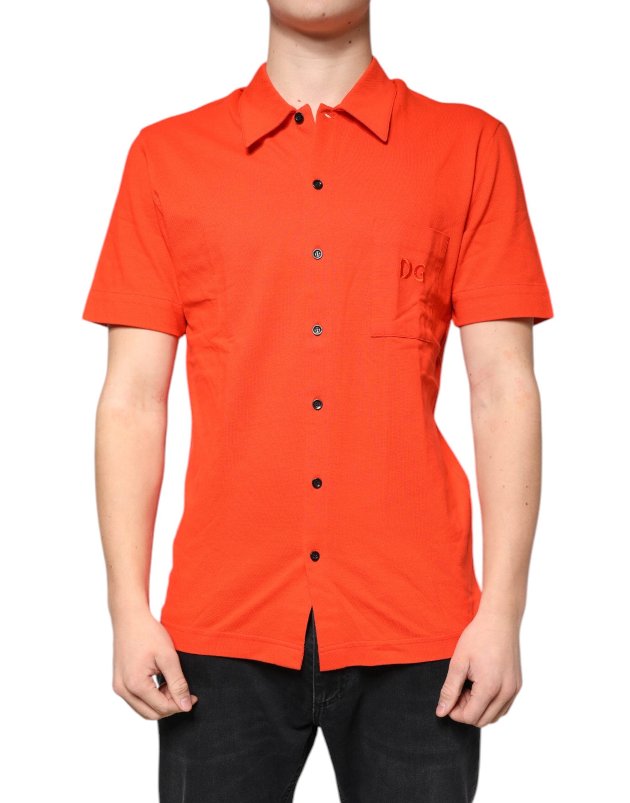 Polo casual de algodón naranja con botones de Dolce &amp; Gabbana