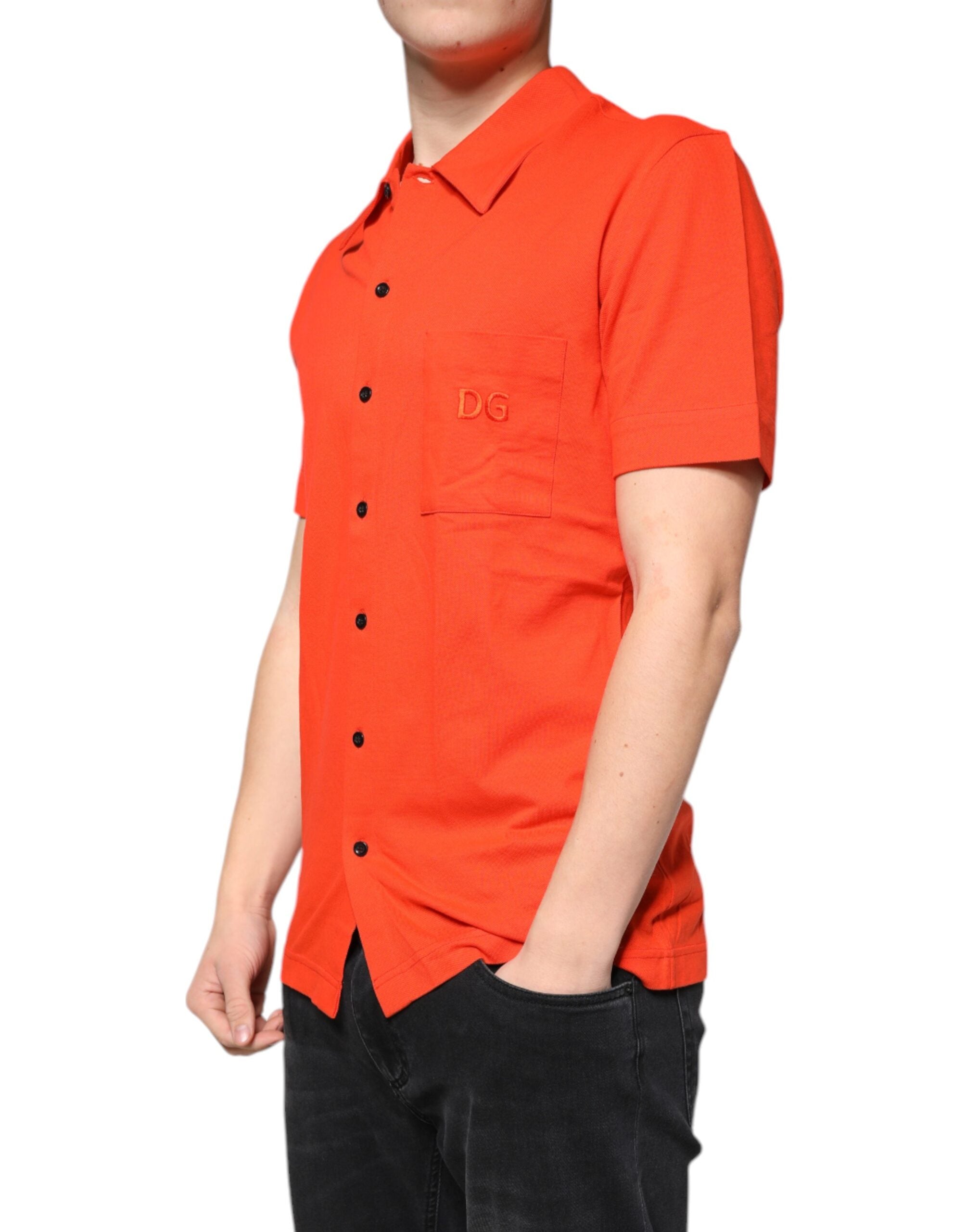 Polo casual de algodón naranja con botones de Dolce &amp; Gabbana
