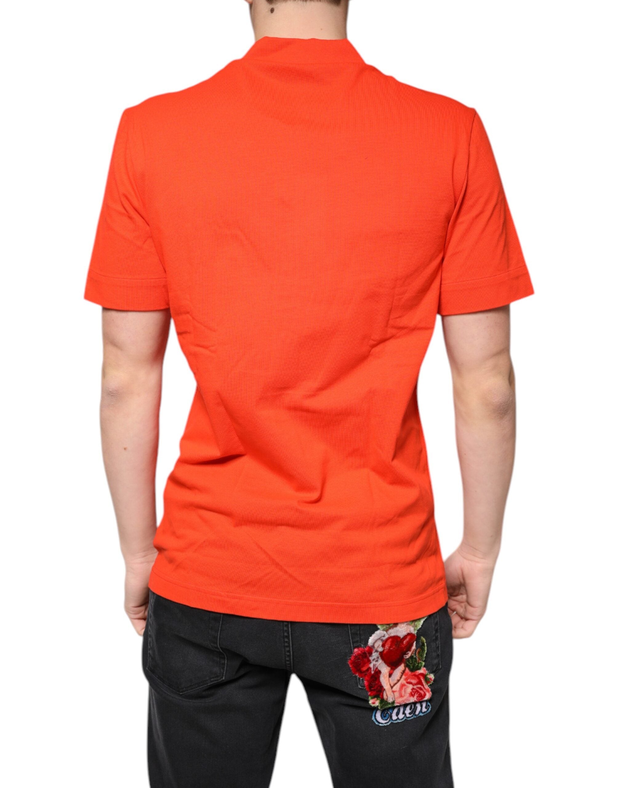Polo casual de algodón naranja con botones de Dolce &amp; Gabbana