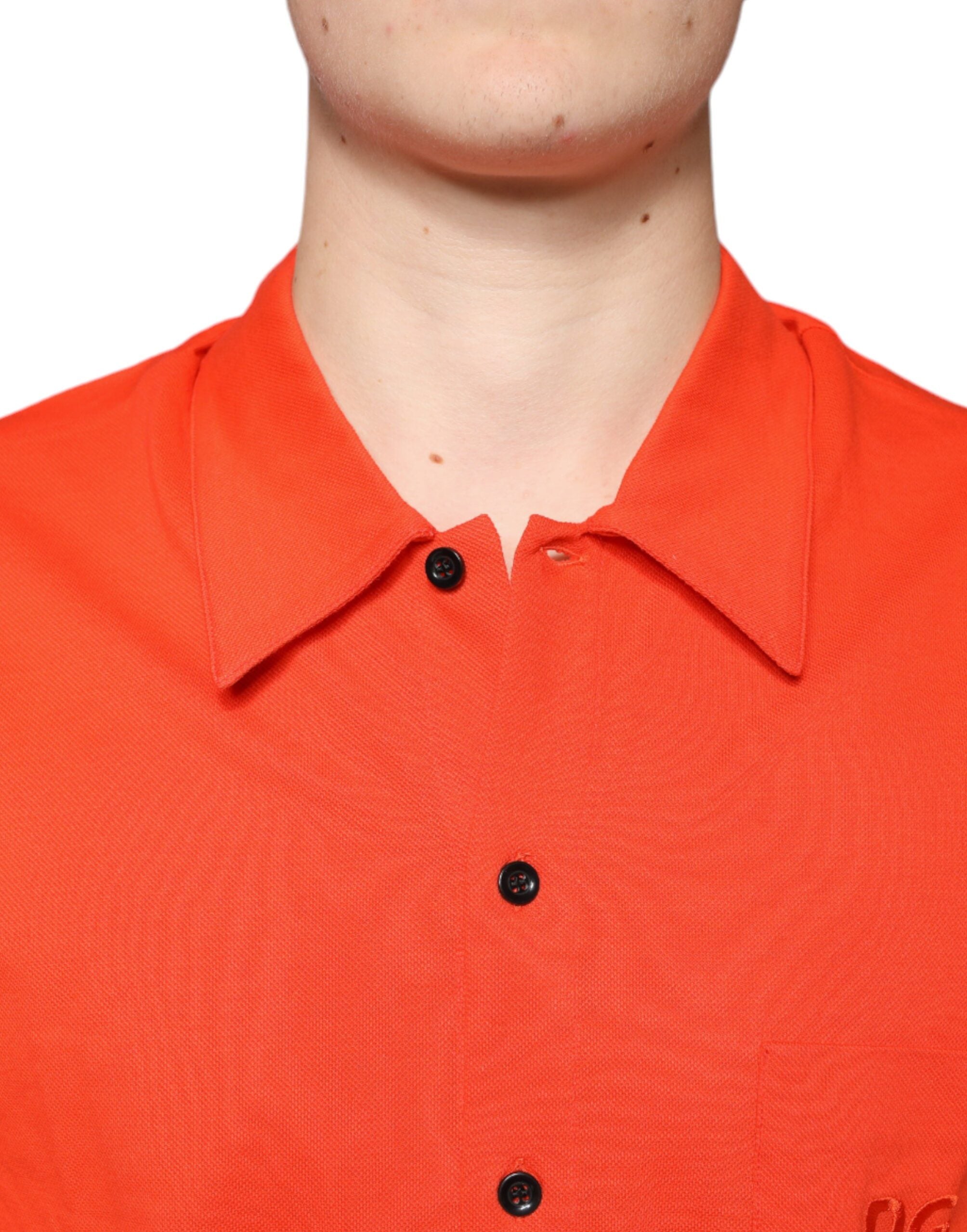 Polo casual de algodón naranja con botones de Dolce &amp; Gabbana