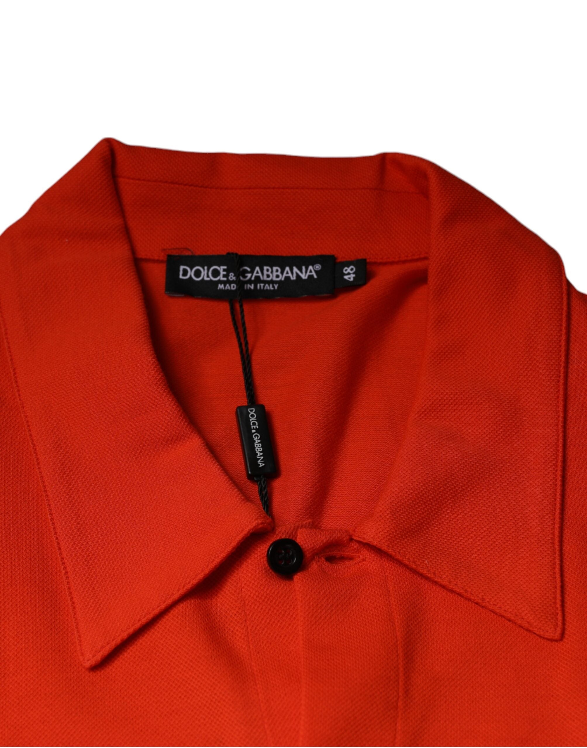 Polo casual de algodón naranja con botones de Dolce &amp; Gabbana