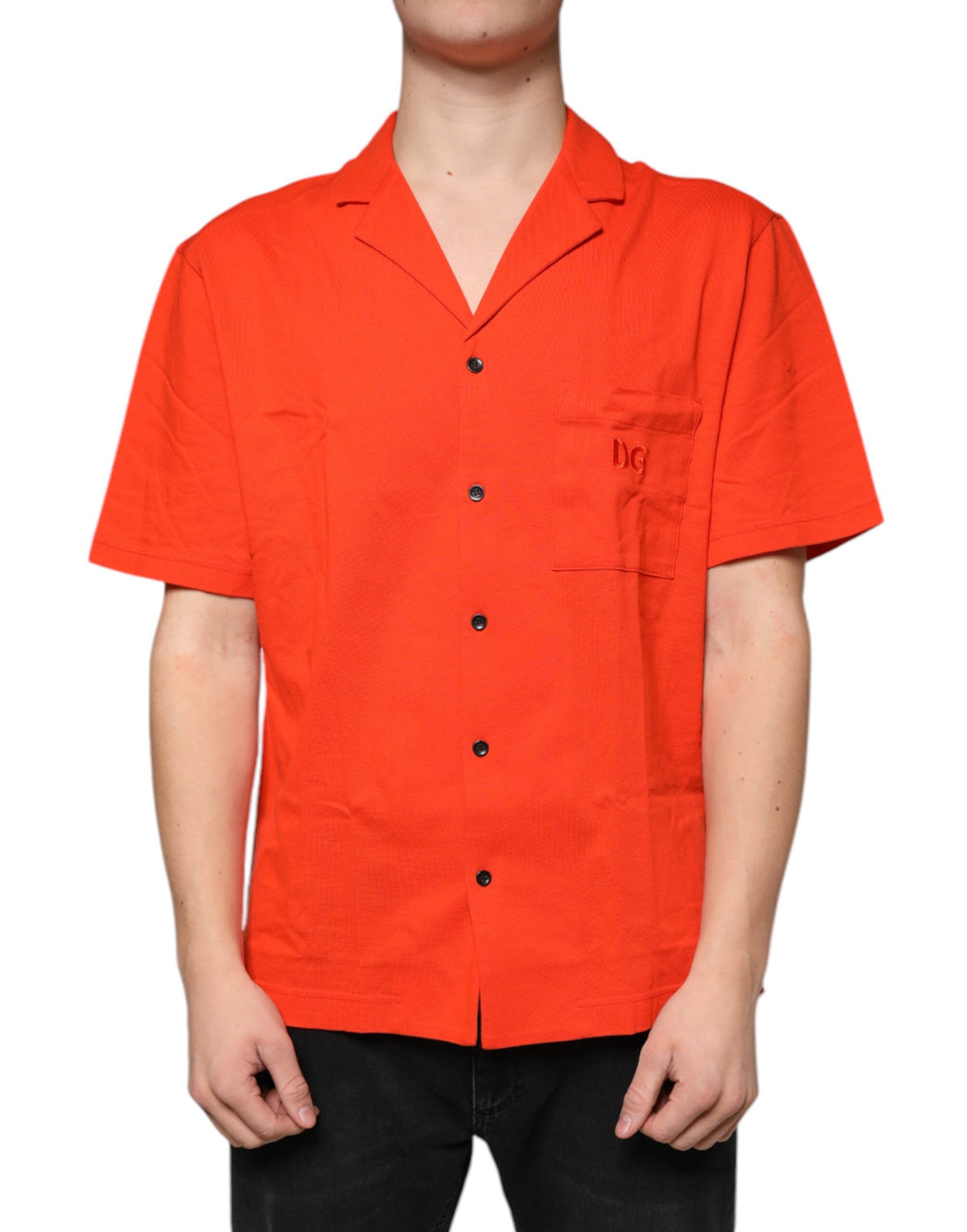 Polo casual de algodón naranja con botones de Dolce &amp; Gabbana