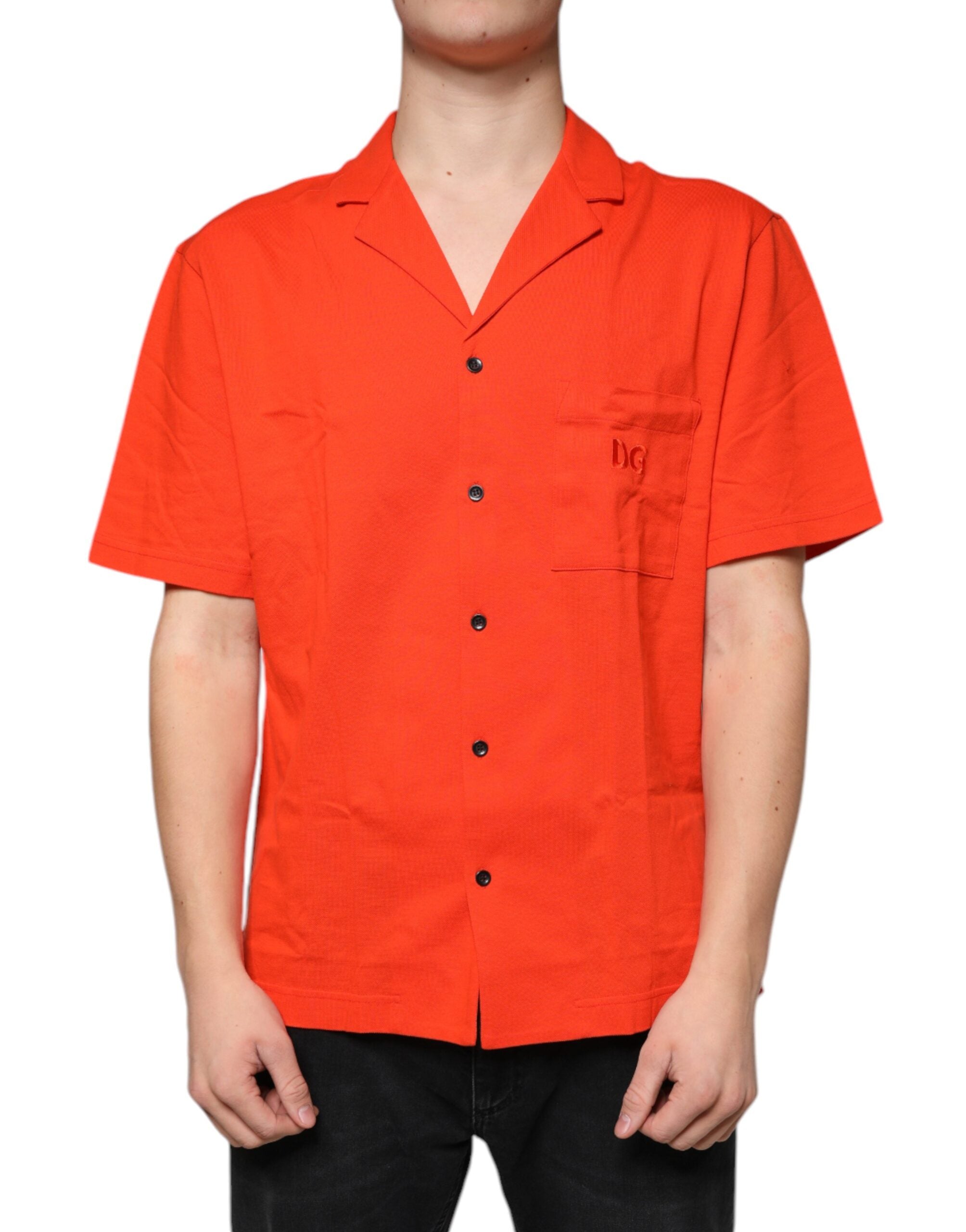 Polo casual de algodón naranja con botones de Dolce &amp; Gabbana